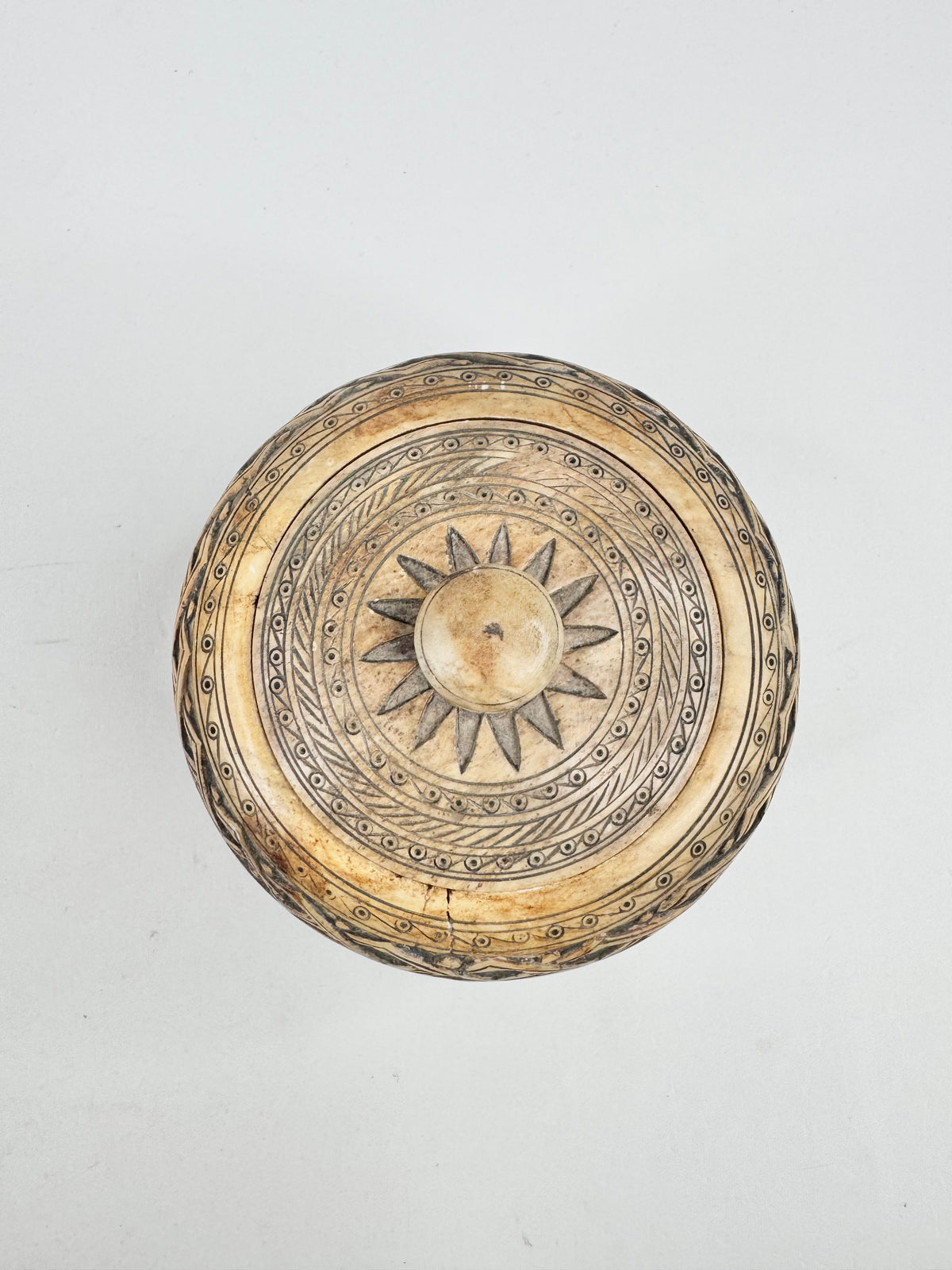 Stone Carved Brown Glazed Covered Box