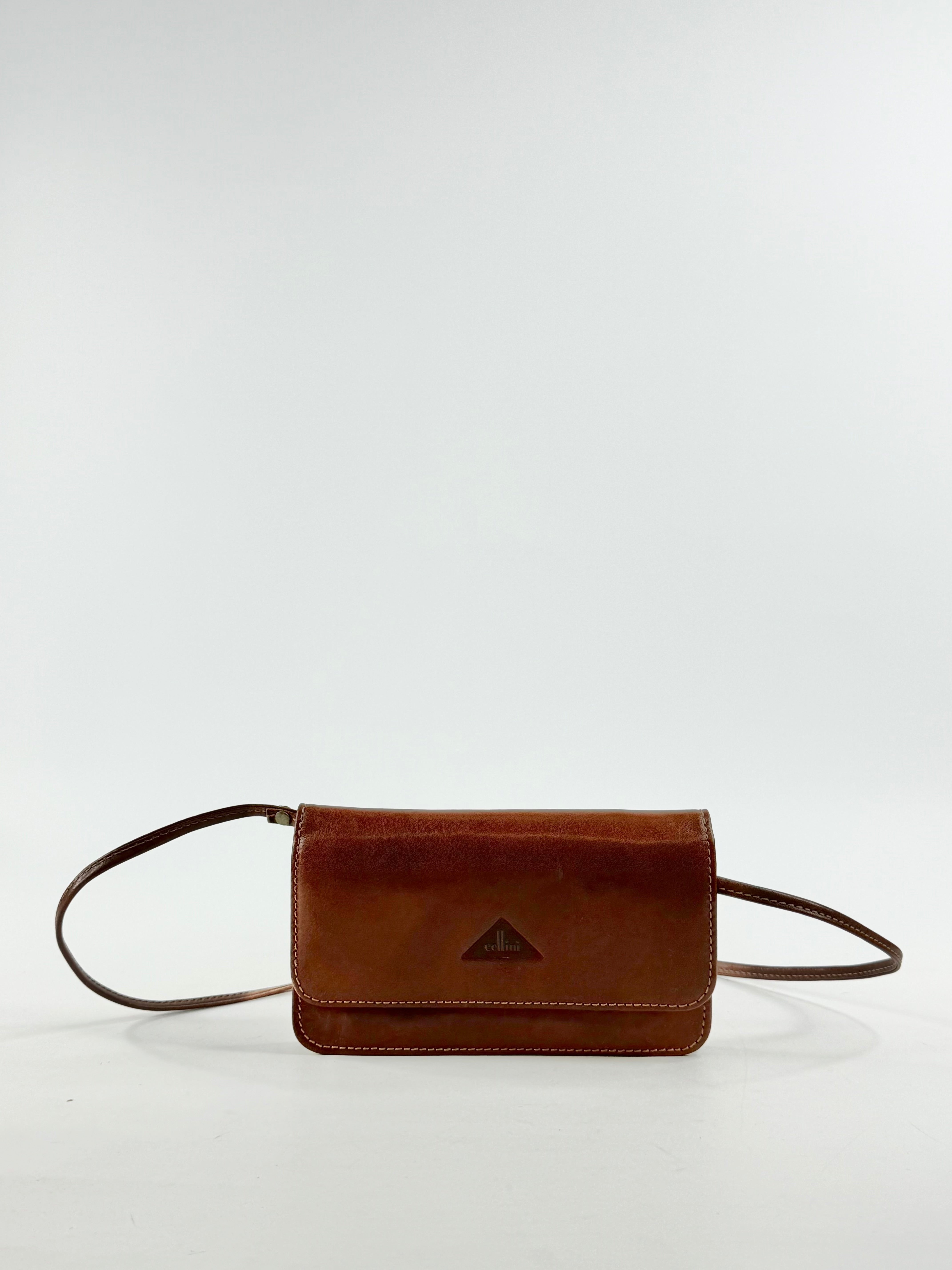 Cellini Deep Tan Mini Cross Body Bag