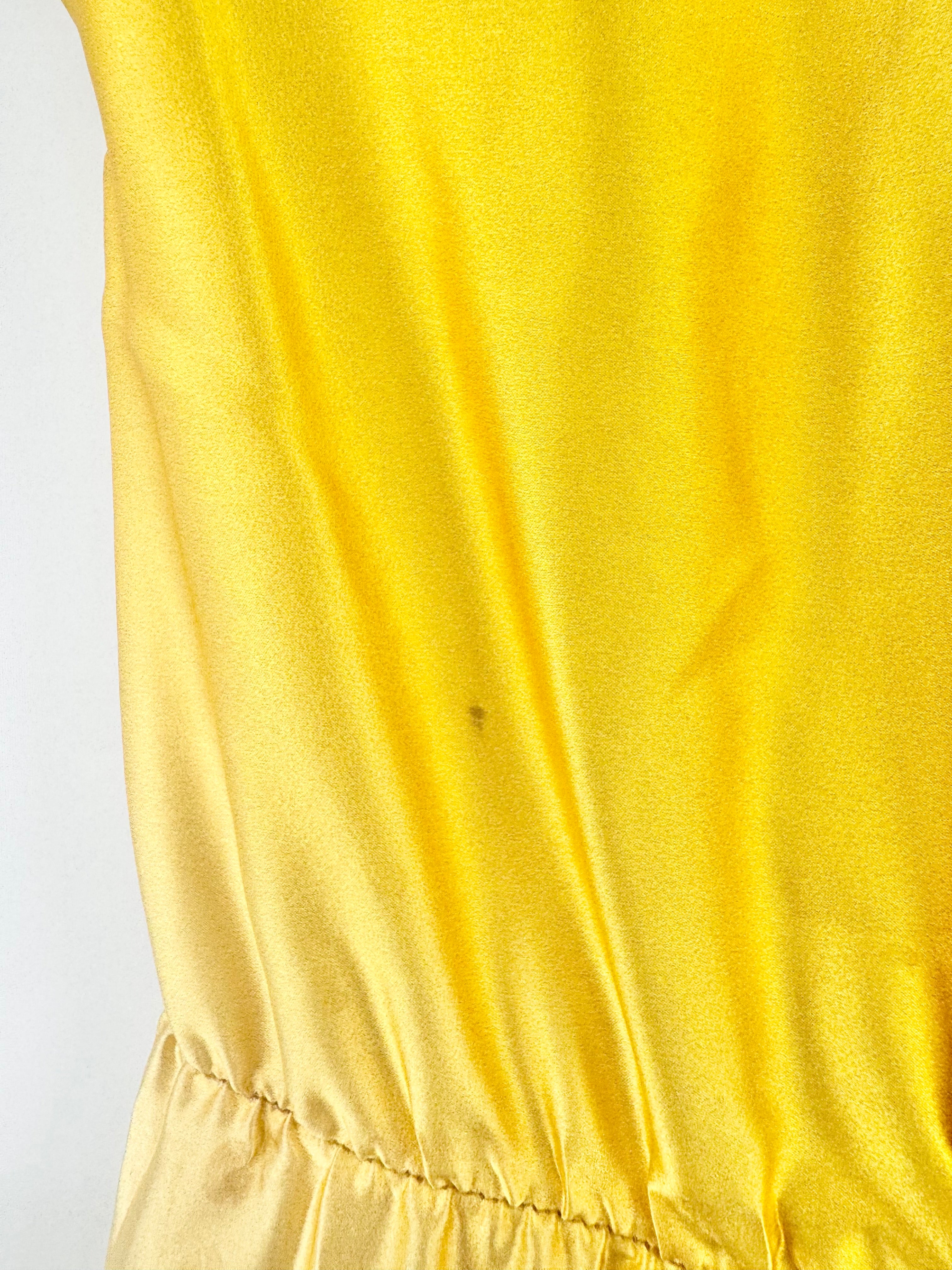 Thurley Yellow & Green Silk Sleeveless Midi Dress - AU8