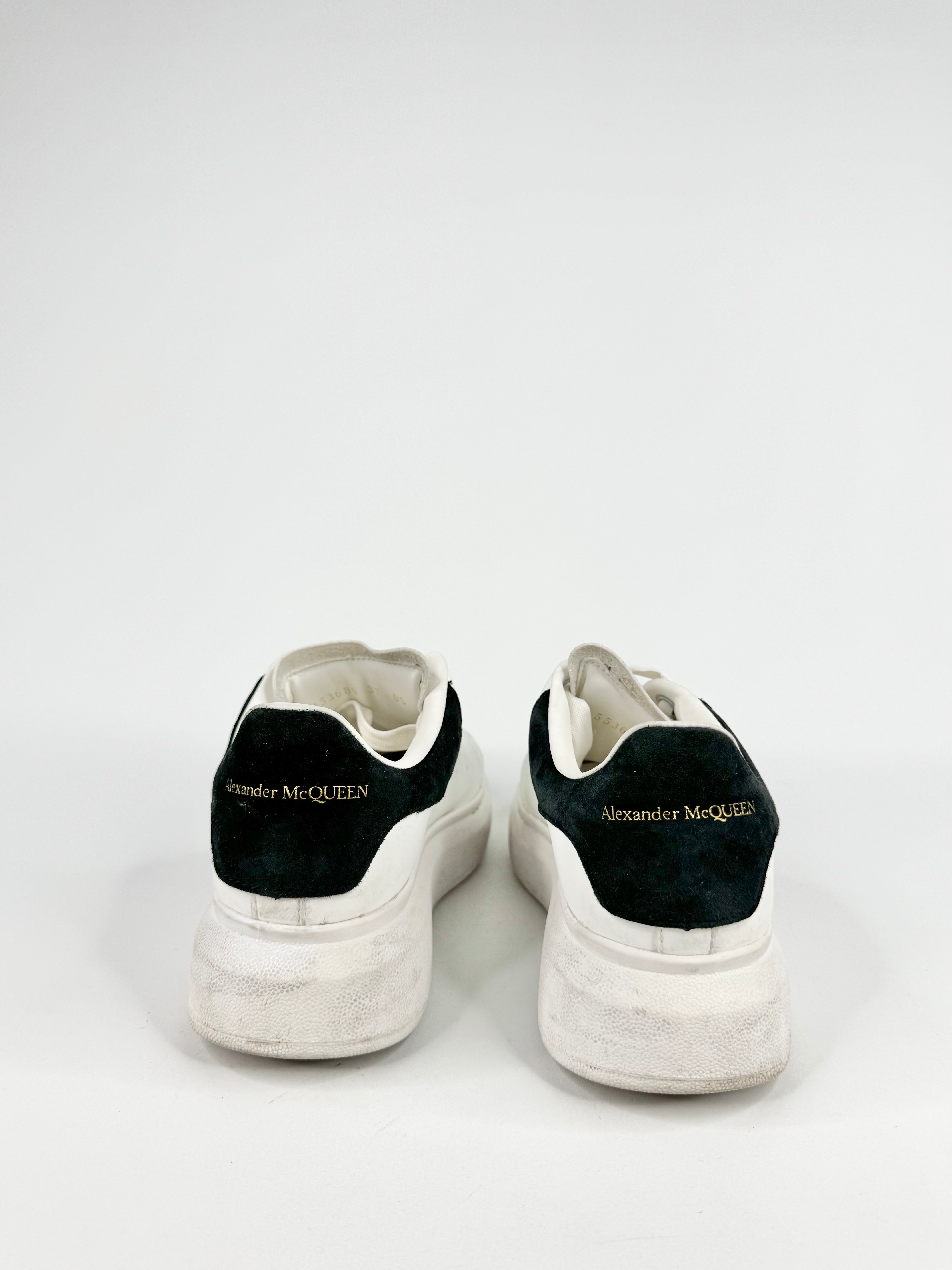 Alexander McQueen White Black Suede Trim Oversized Sneakers - EU37