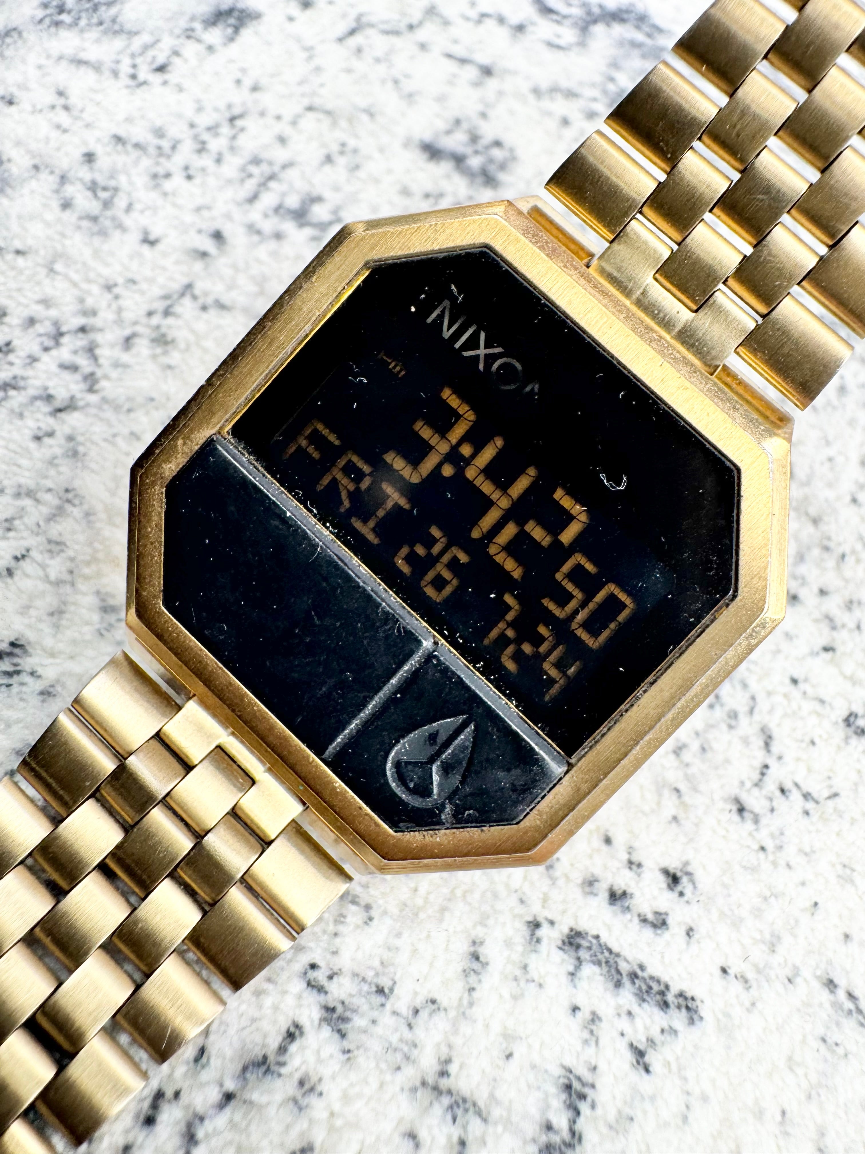 Nixon Gold Tone Black Face & Screen Robot Rock 'The Re-Run' Watch