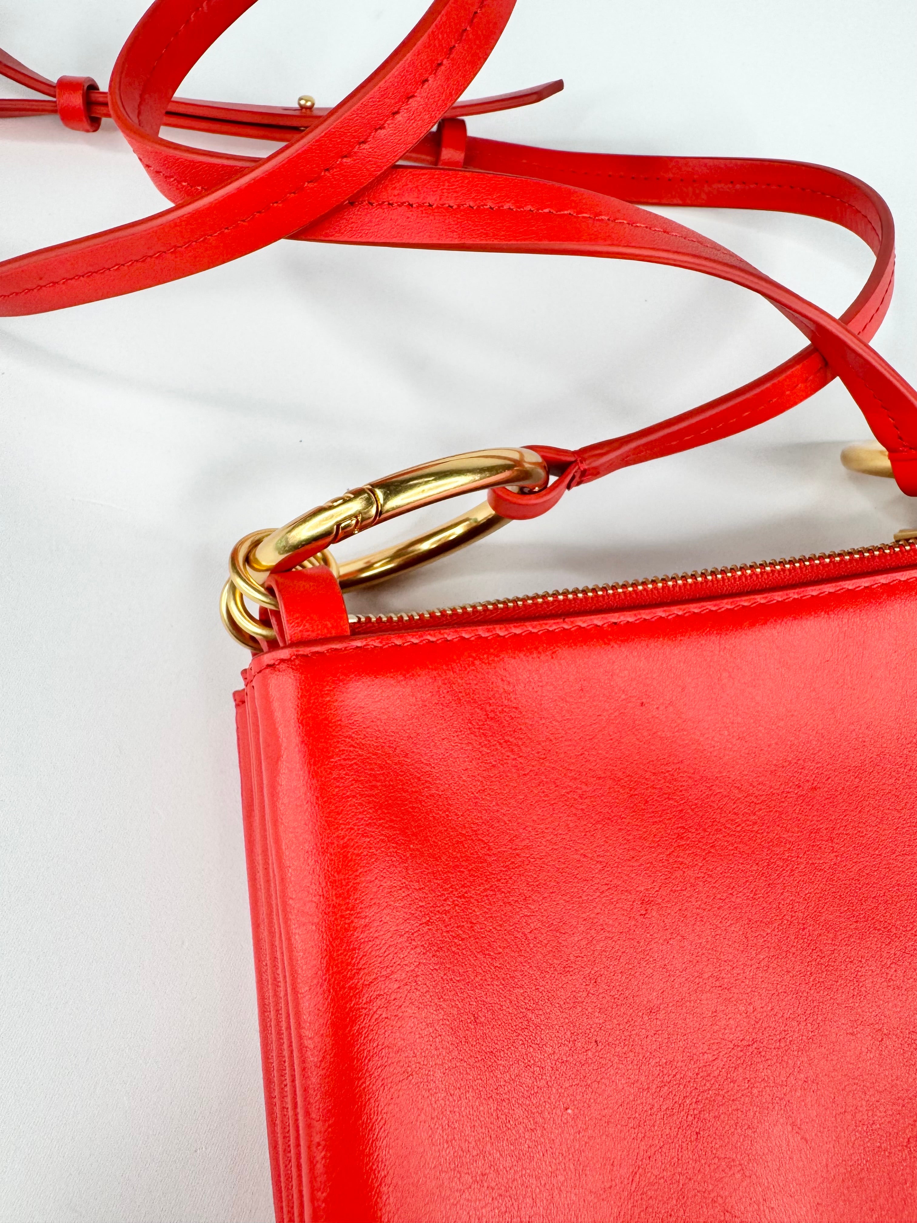 Oroton Chilli Red Smooth Leather Cross Body Bag