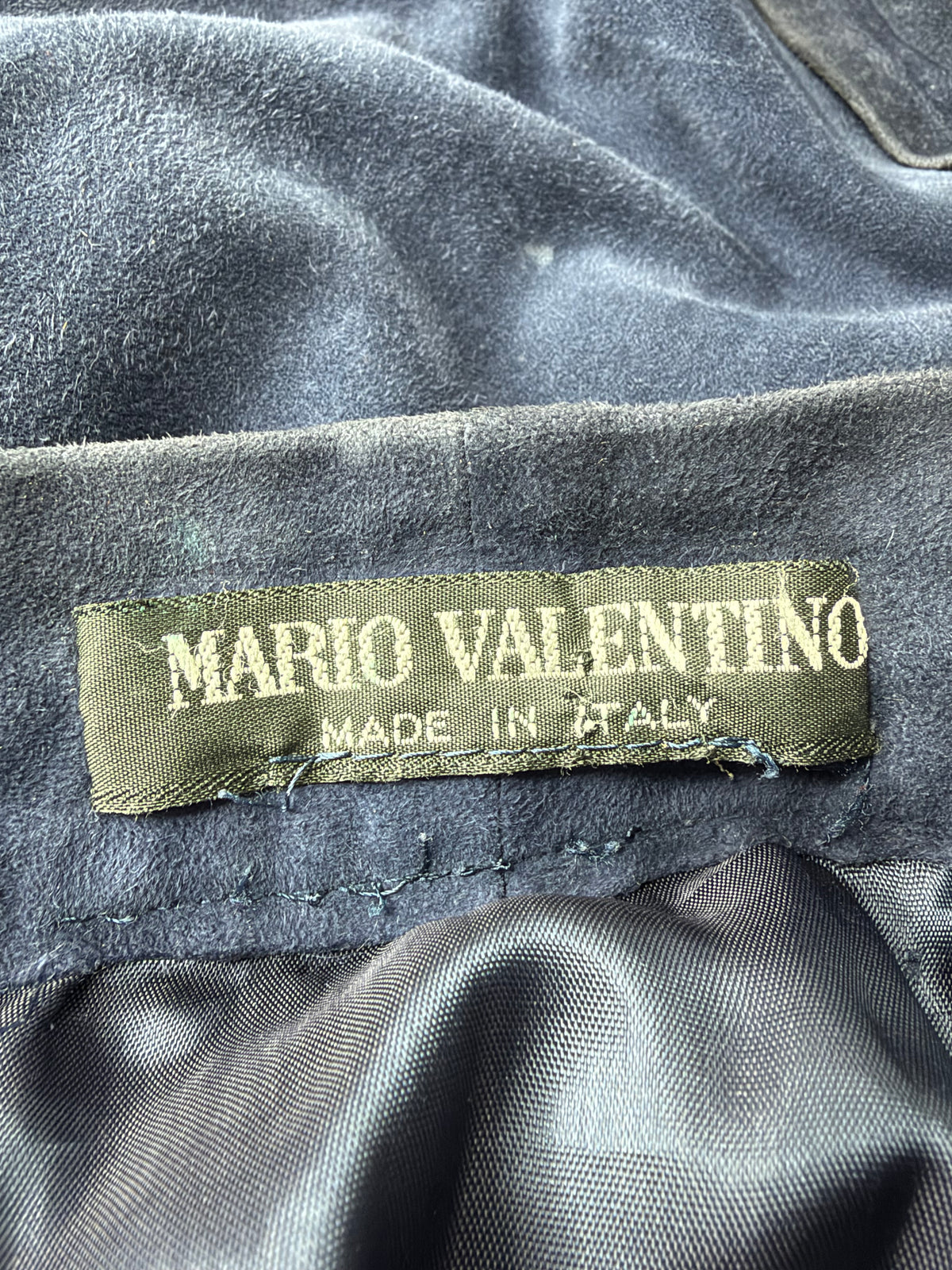 Vintage Mario Valentino Navy Suede Pencil Skirt - AU6/8