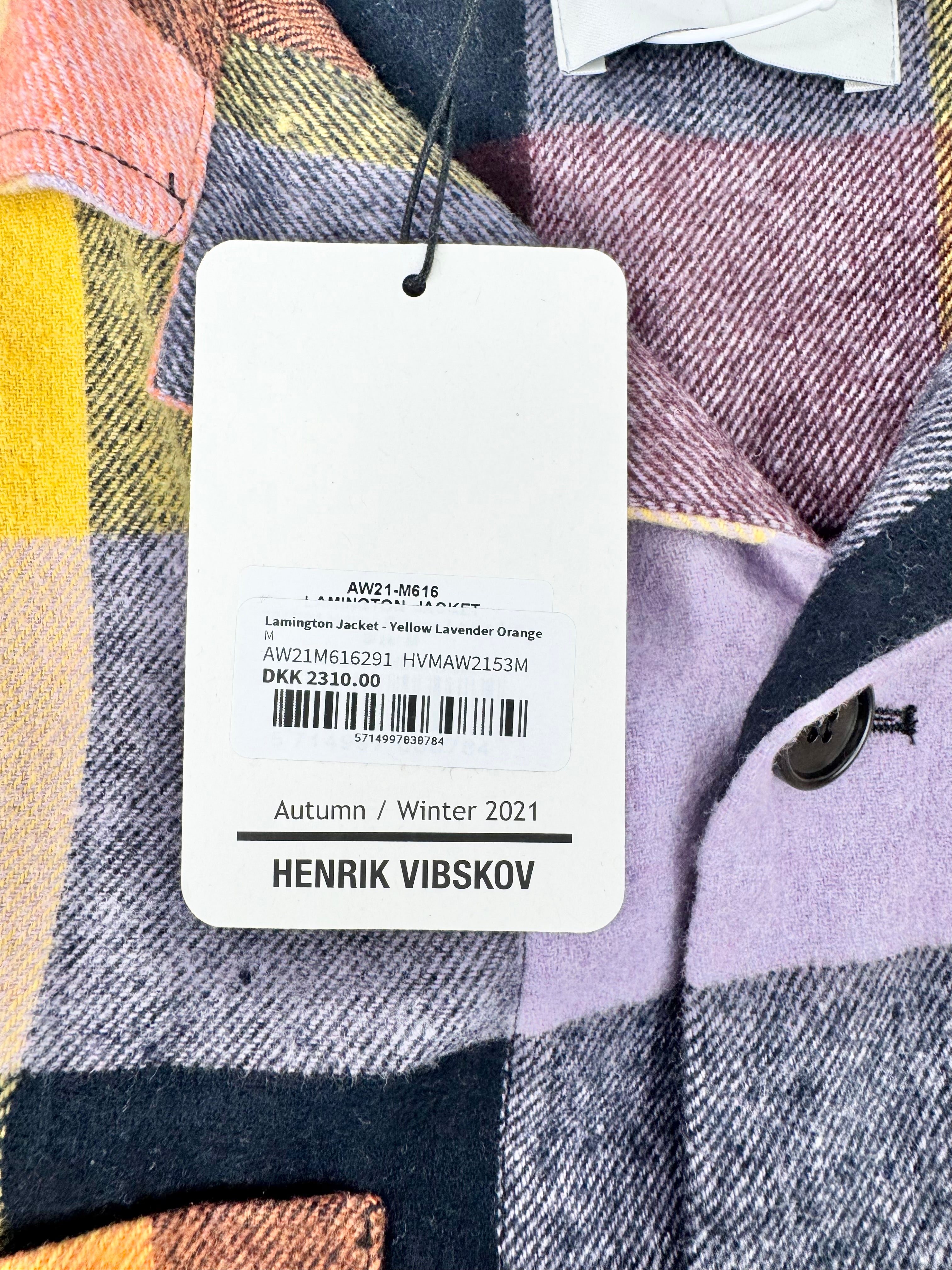 Henrik Vibskov 'Lamington Yellow Lavender Orange' Wool Coat - M