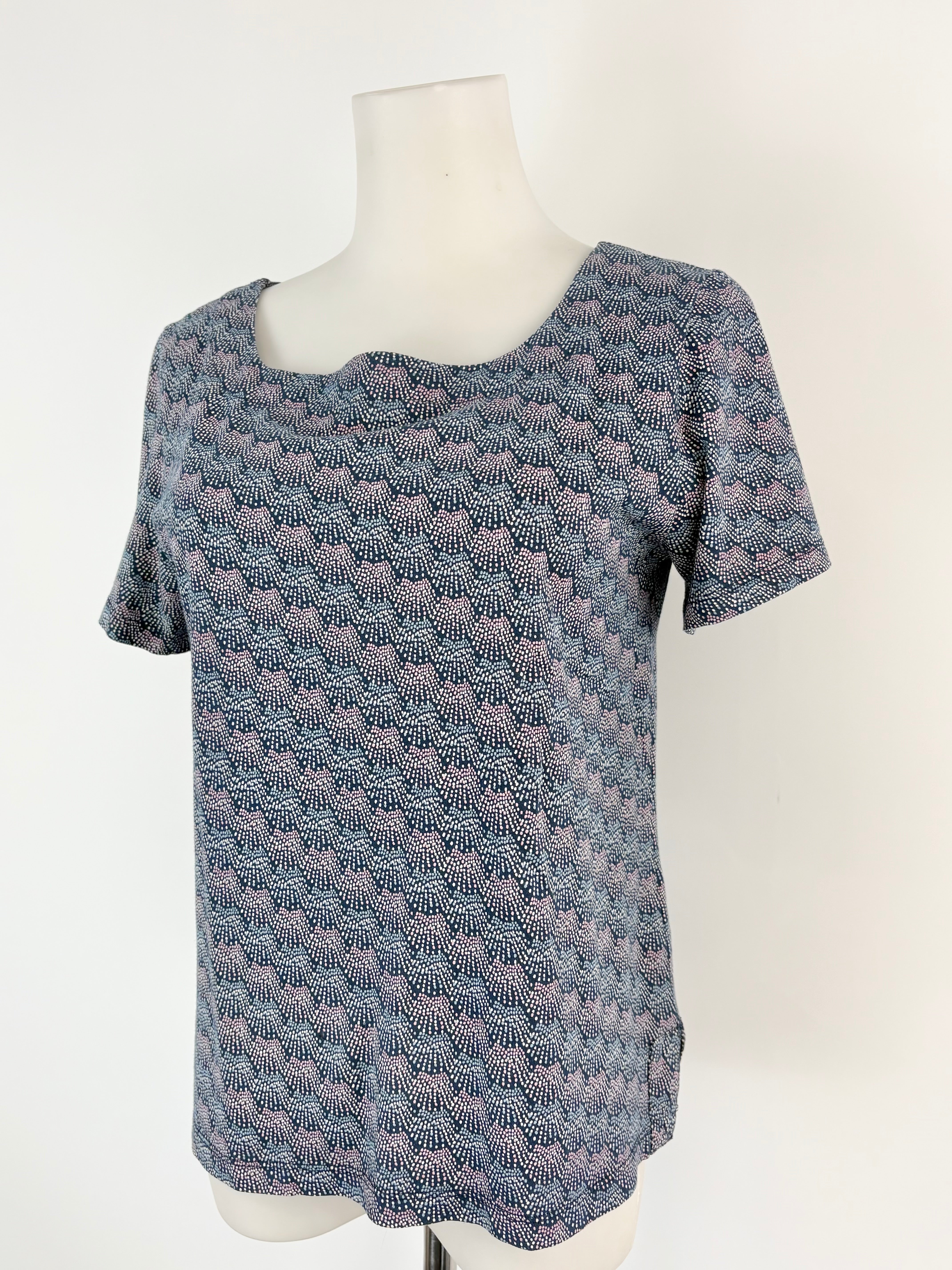 A.P.C. Rue Madame Paris Navy Blue Micro-Pattern Top - AU6/8
