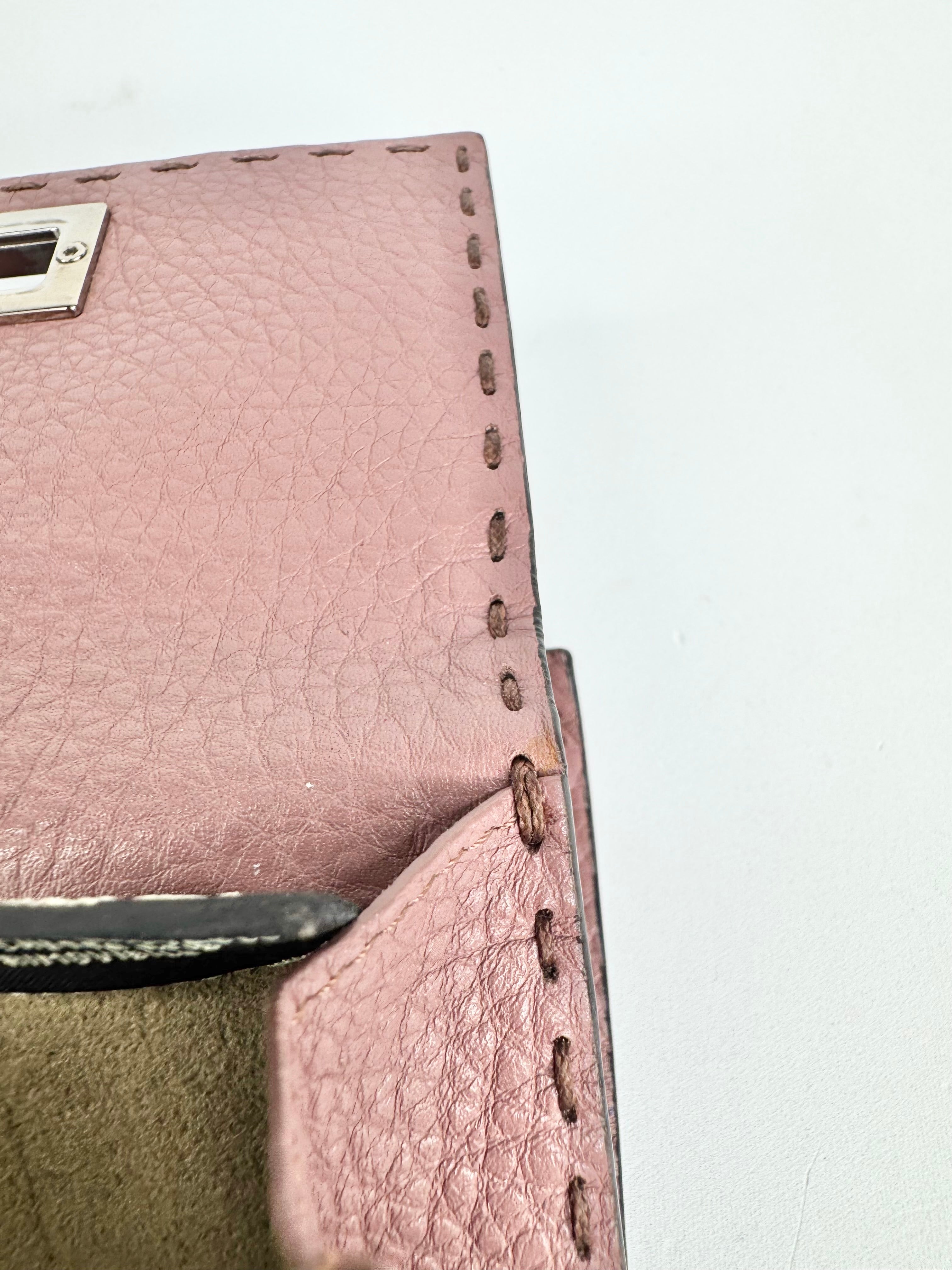 Fendi Blush Pink Peekapoo Tri-Fold Calf Leather Wallet