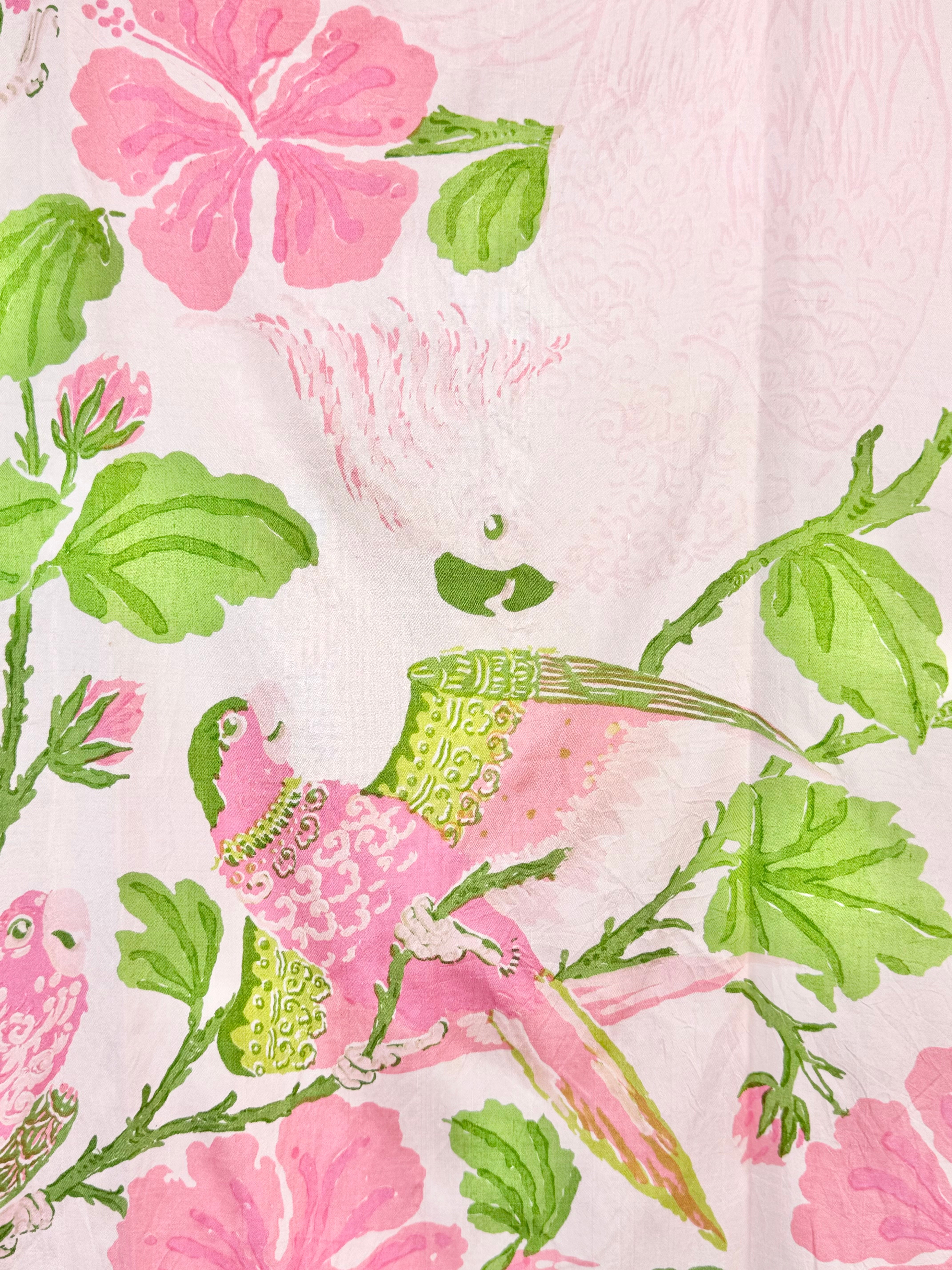 Vintage Blossom Pink Parrot Pattern Square Scarf
