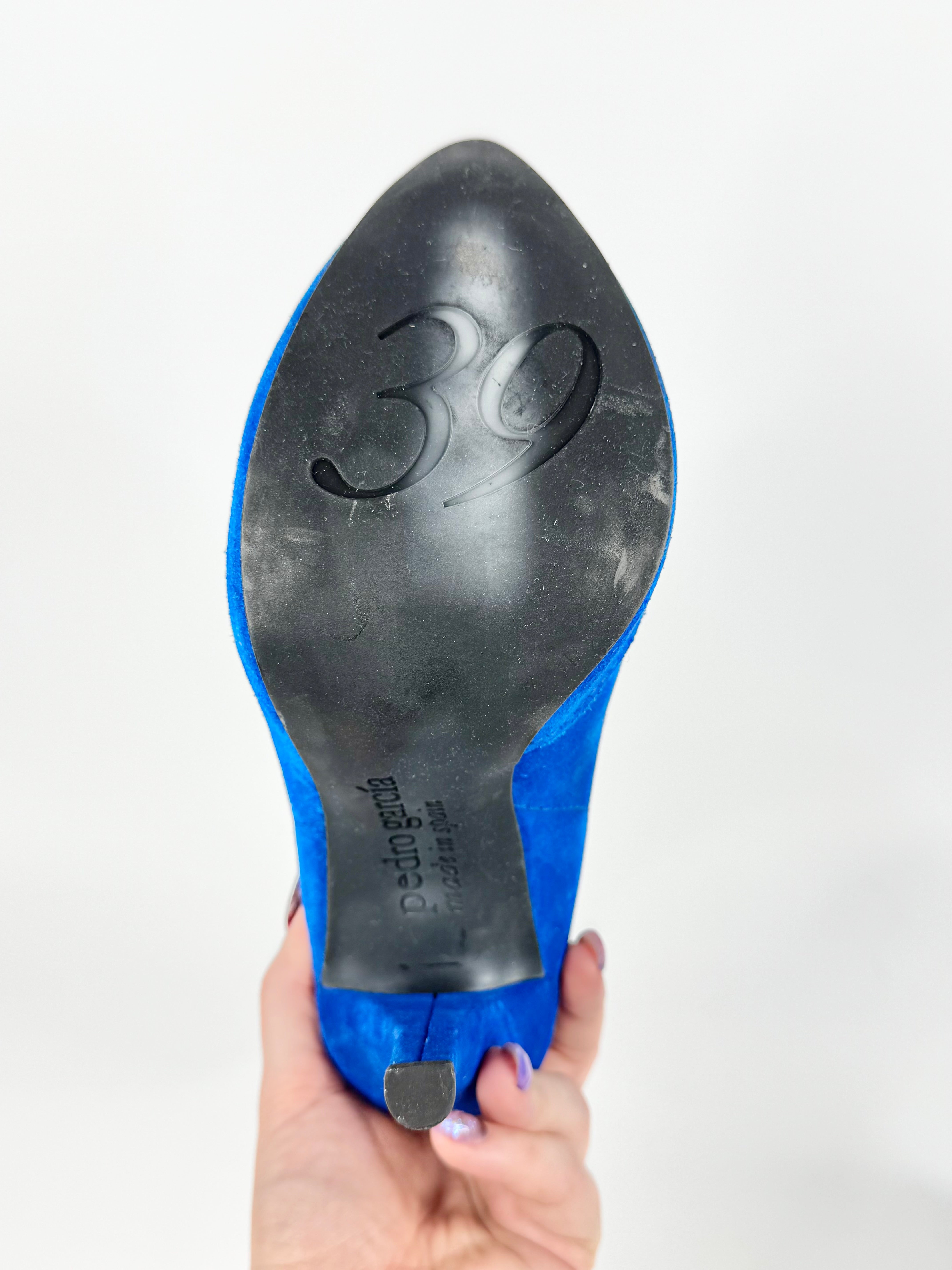 Pedro Garcia Electric Blue Suede Stiletto Boots - EU39