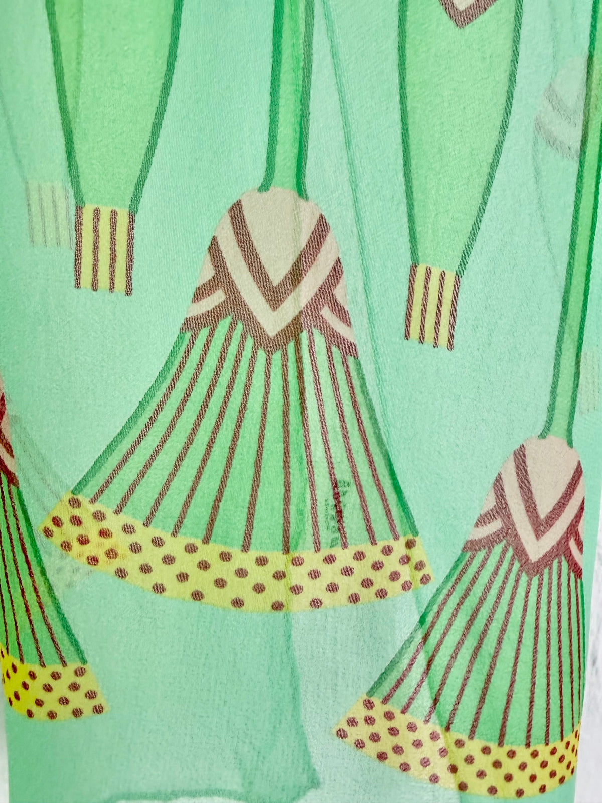 The British Museum Green Egyptian Lotus Flower Patterned Silk Scarf