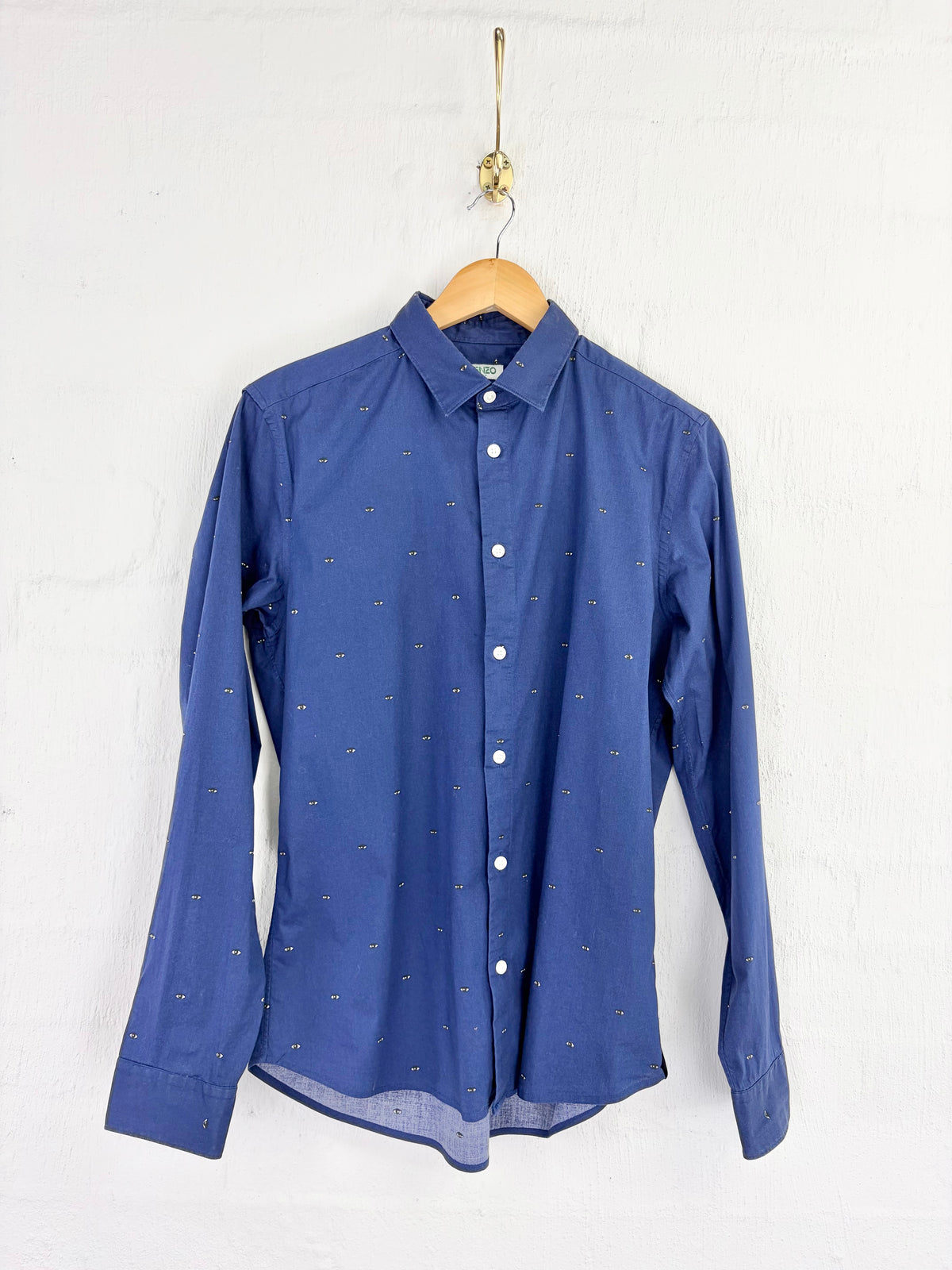 Kenzo Slim Fit Navy Eye Patterned Cotton Shirt - L