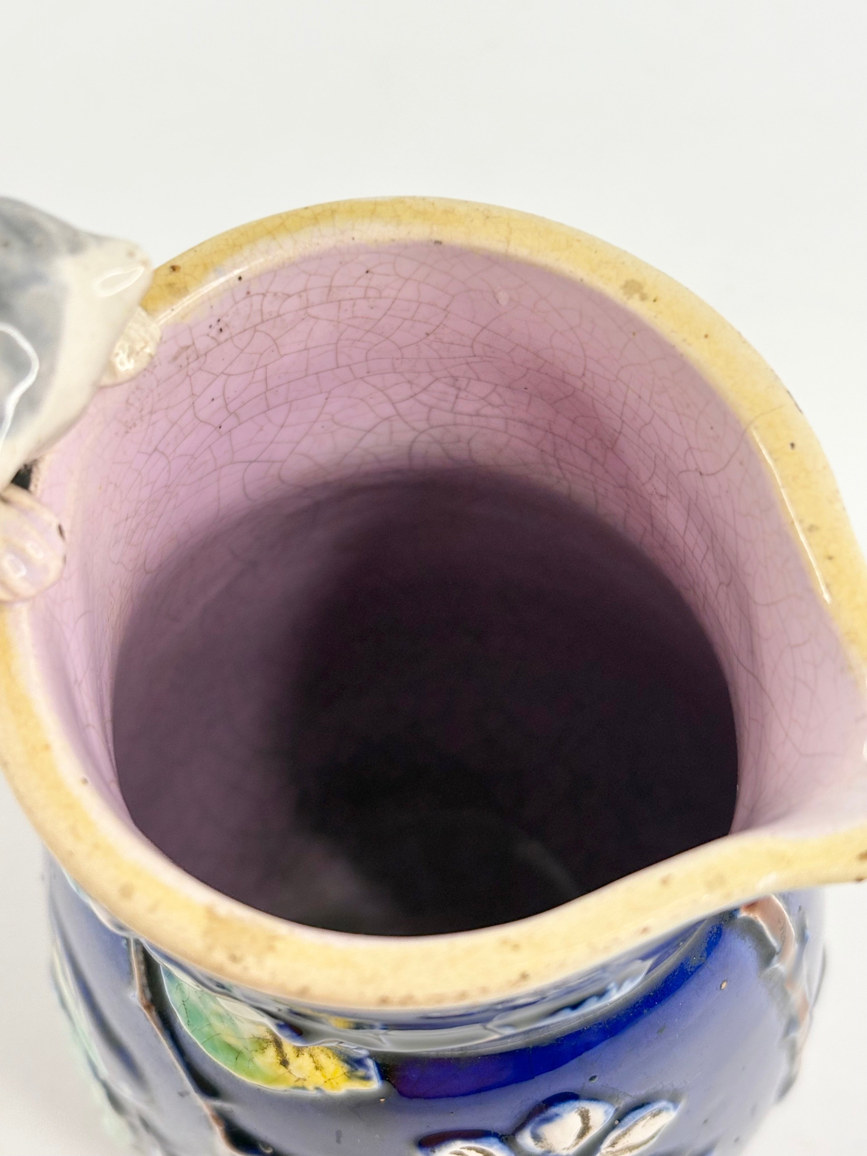 Cobalt Majolica Cat Pitcher