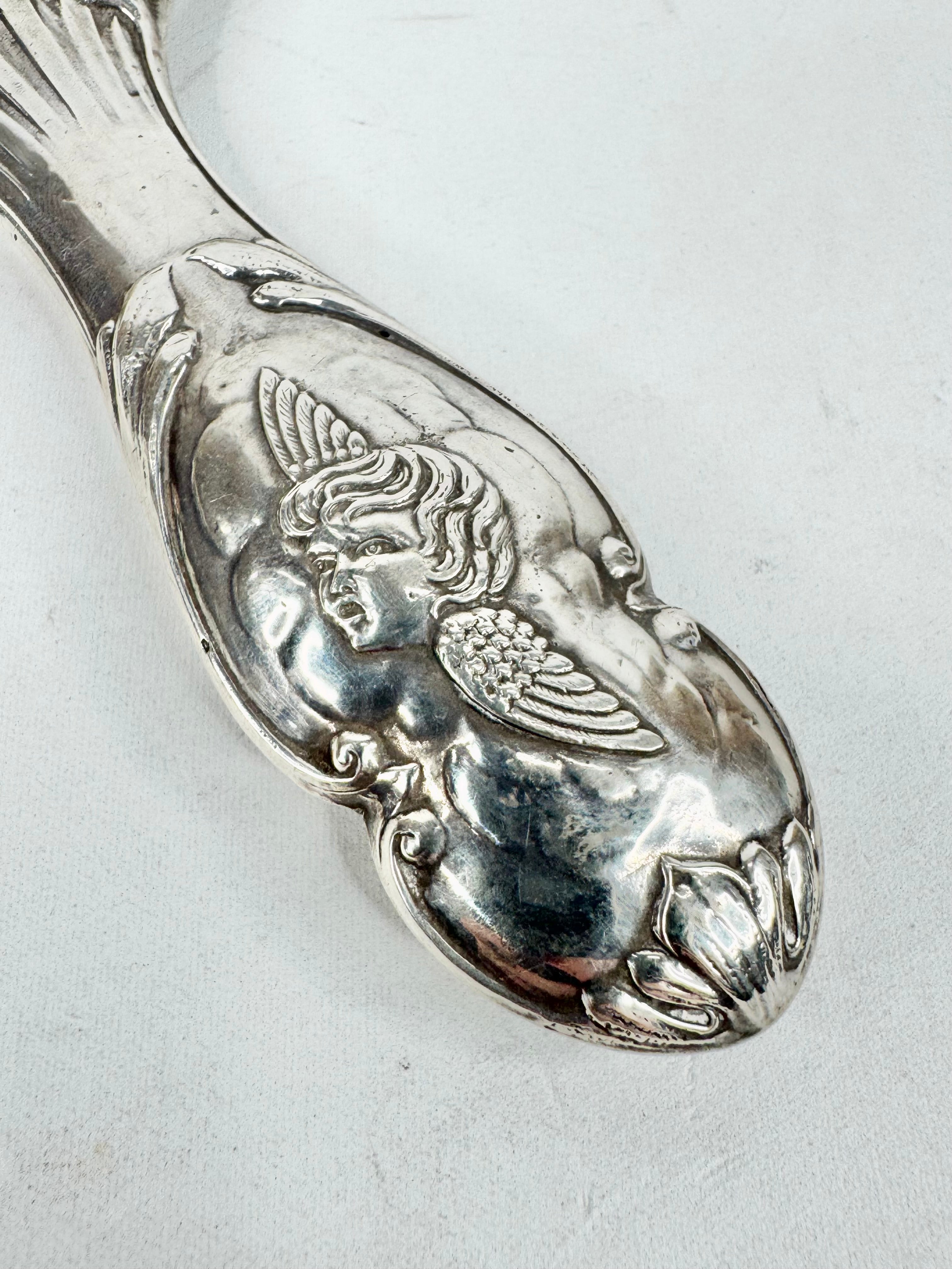Antique 1900s Henry Mathews Handheld Silver Mirror