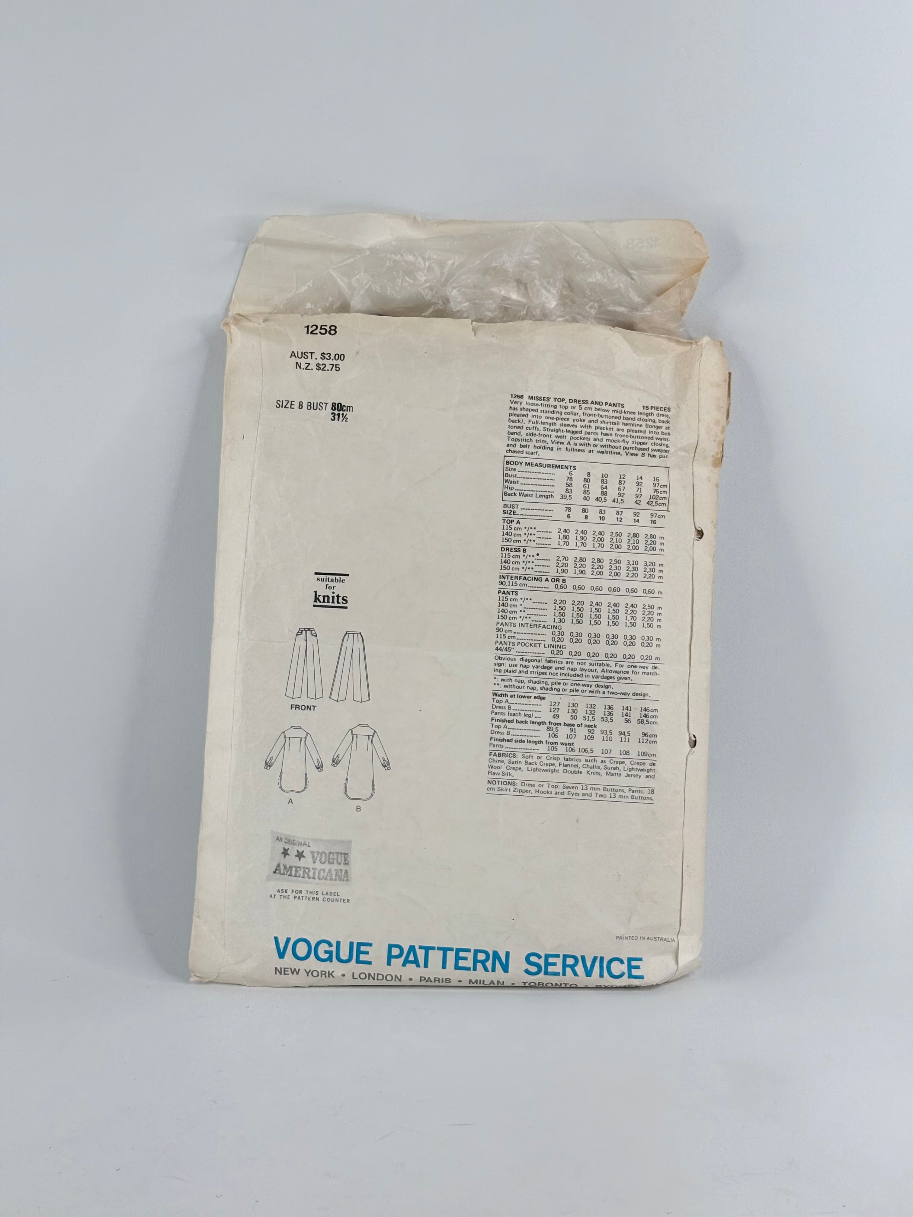 Vogue American Designer Geoffrey Beene Jacket & Pants: No. 1258 - Size 8