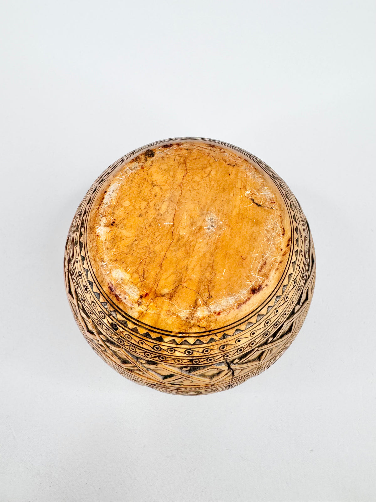 Stone Carved Brown Glazed Covered Box