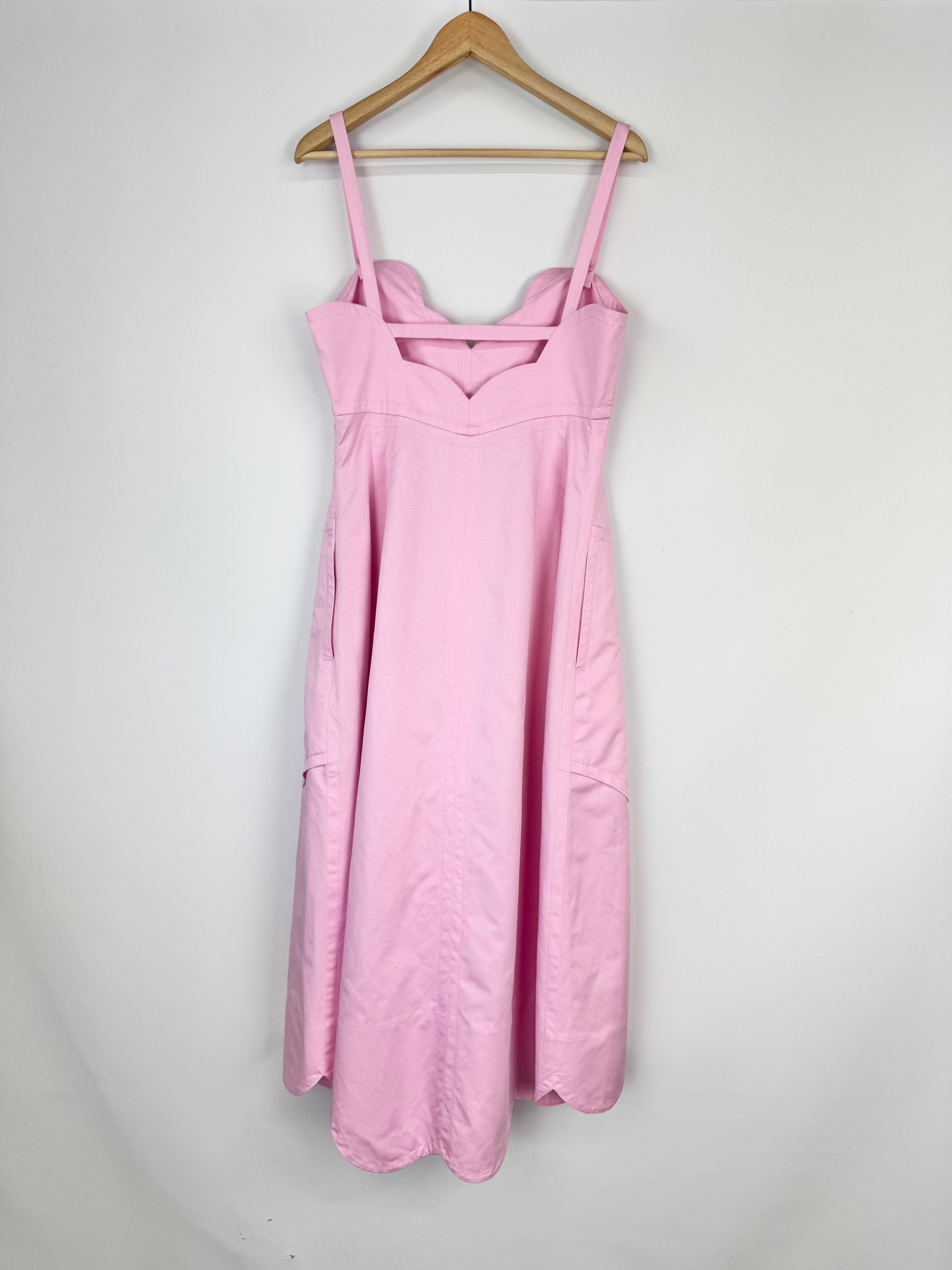 Oroton Blossom Pink Scallop Hem Summer Dress - AU12