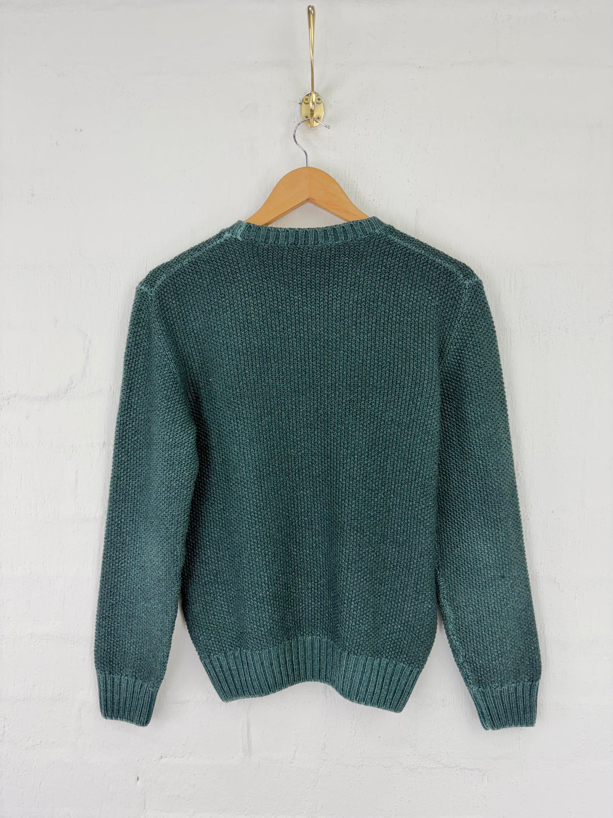 Ferrante Pine Green Wool Fisherman Sweater - S
