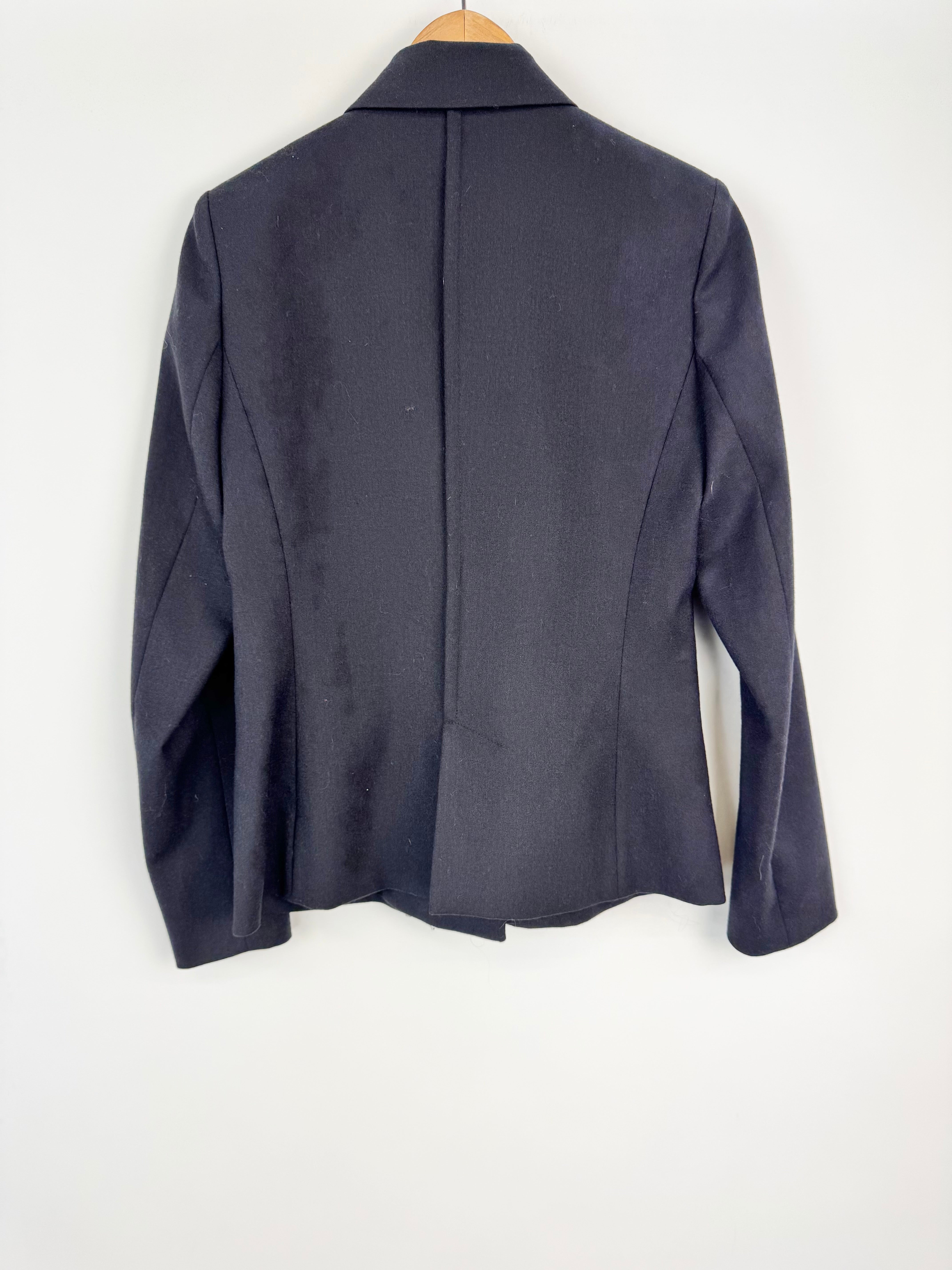Maje Dark Navy Wool Blend Asymmetrical Blend Jacket - AU10/12