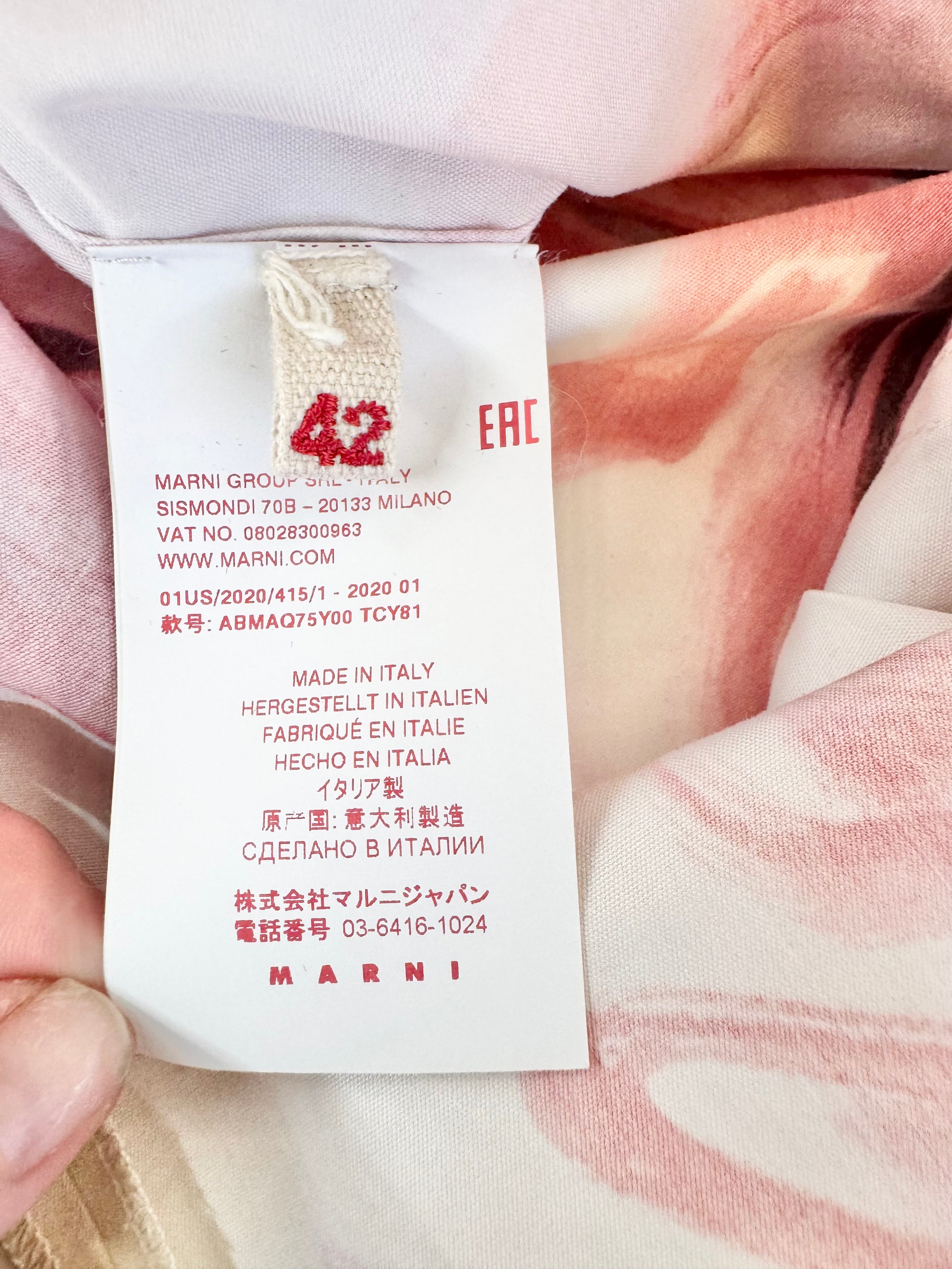 Marni Pink Brushstroke Floral Cotton & Silk Dress - AU10