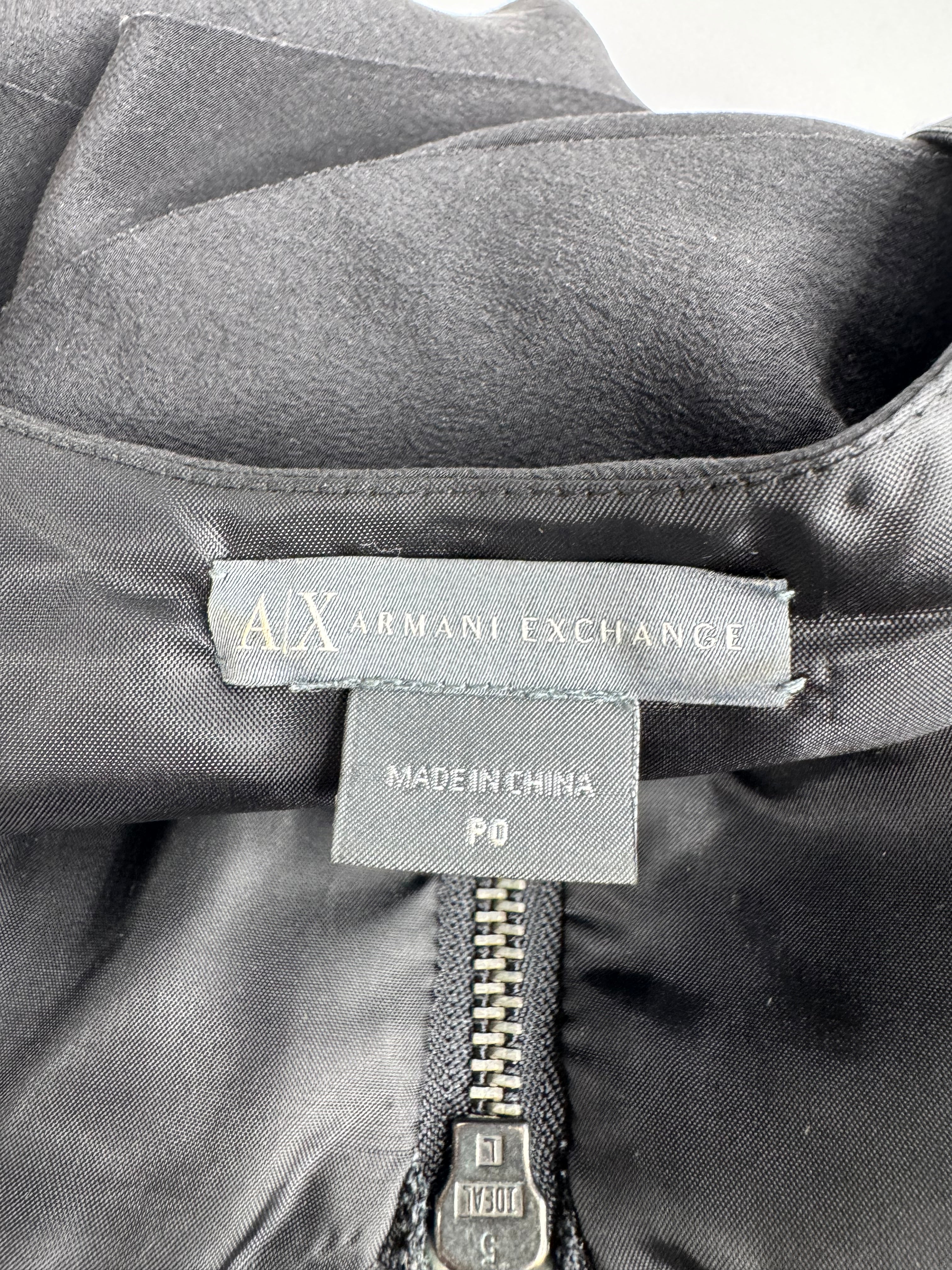 Armani Exchange Black Silk Frill Patterned Silk Dress - AU6