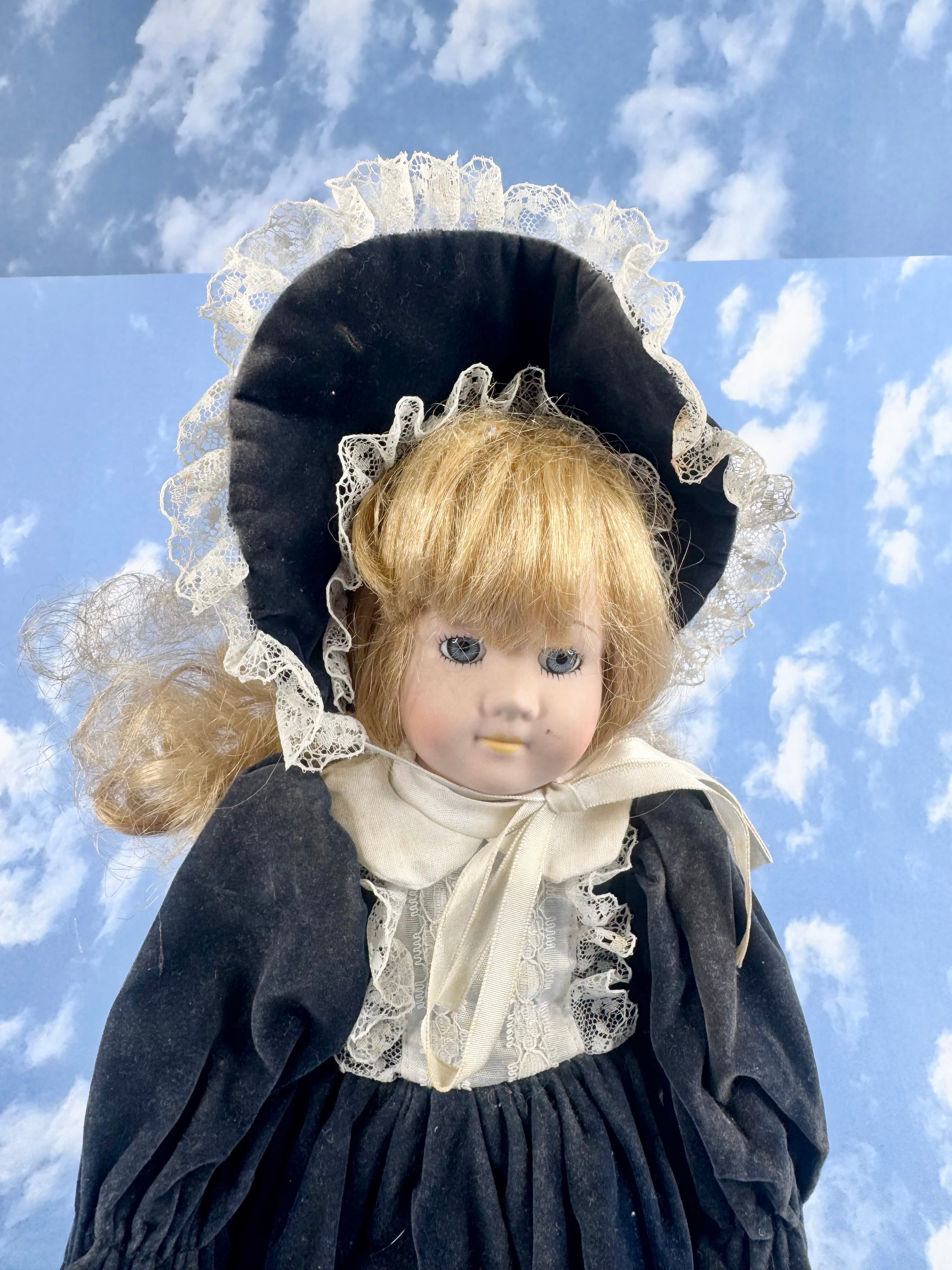 Black Velvet & White Lace China Doll