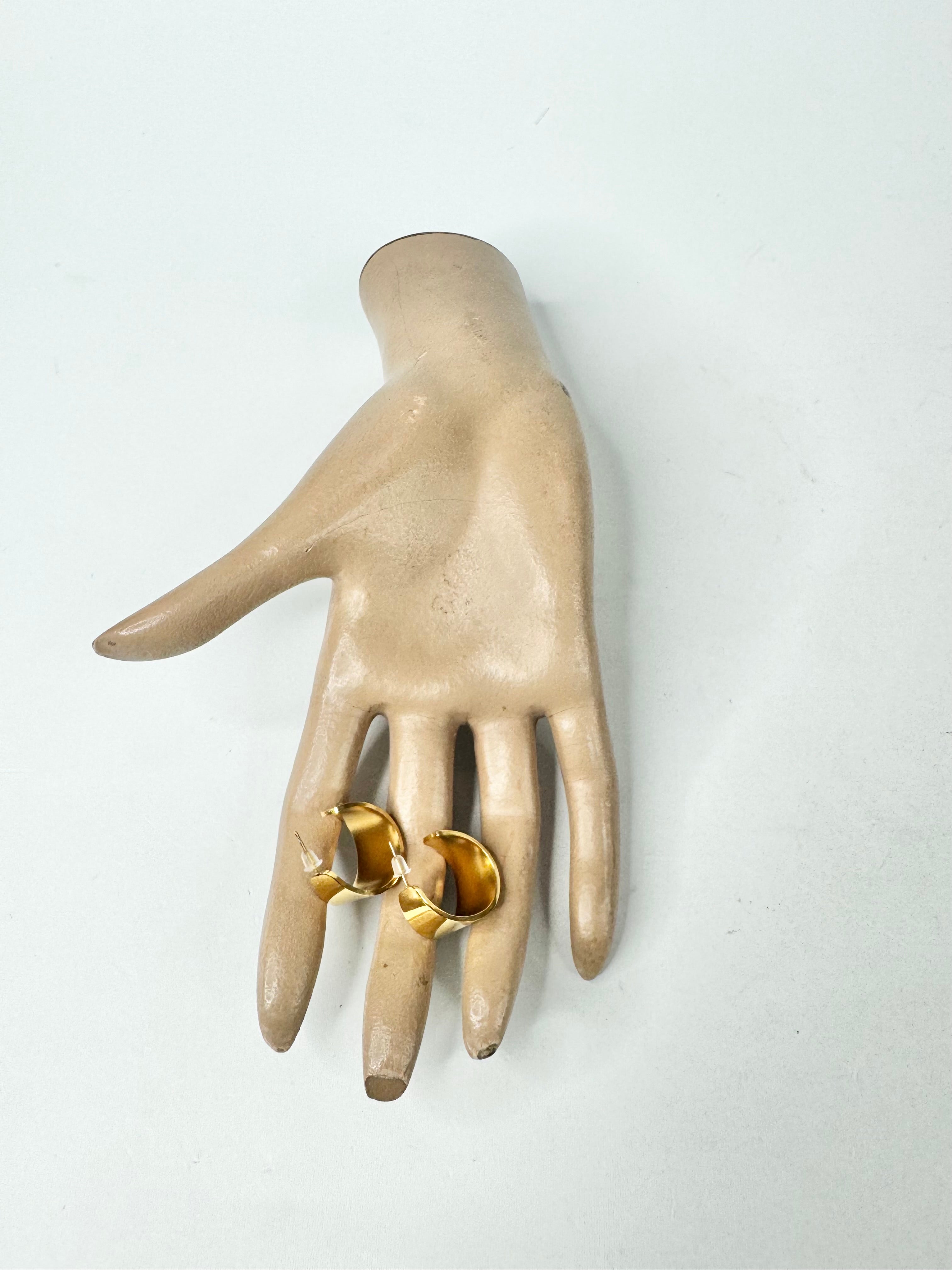 MFW Broad Gold Tone Hoop Earrings