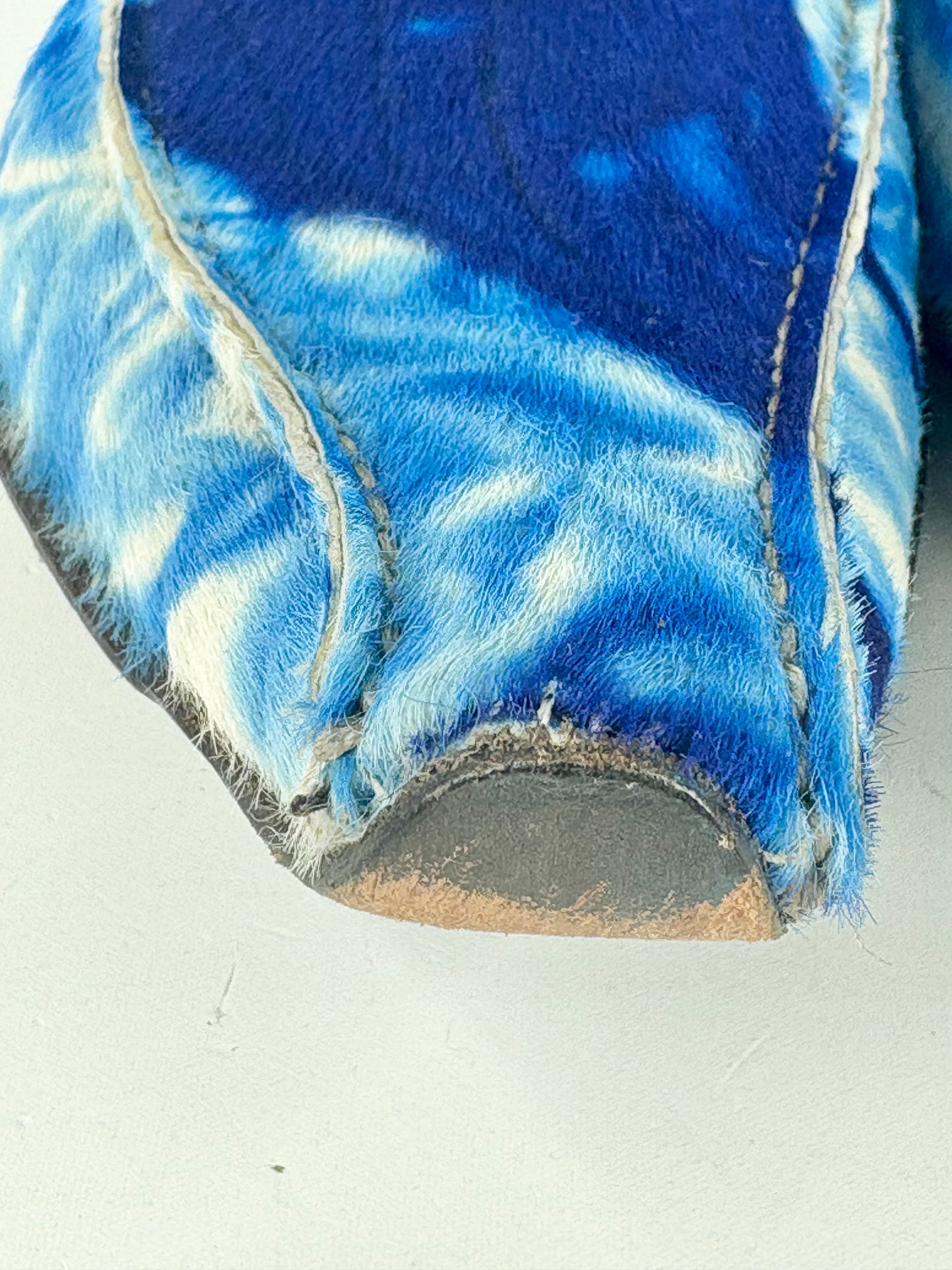 Brando Blue 'Calispo' Ponyfur Leather Slip Ons - EU42