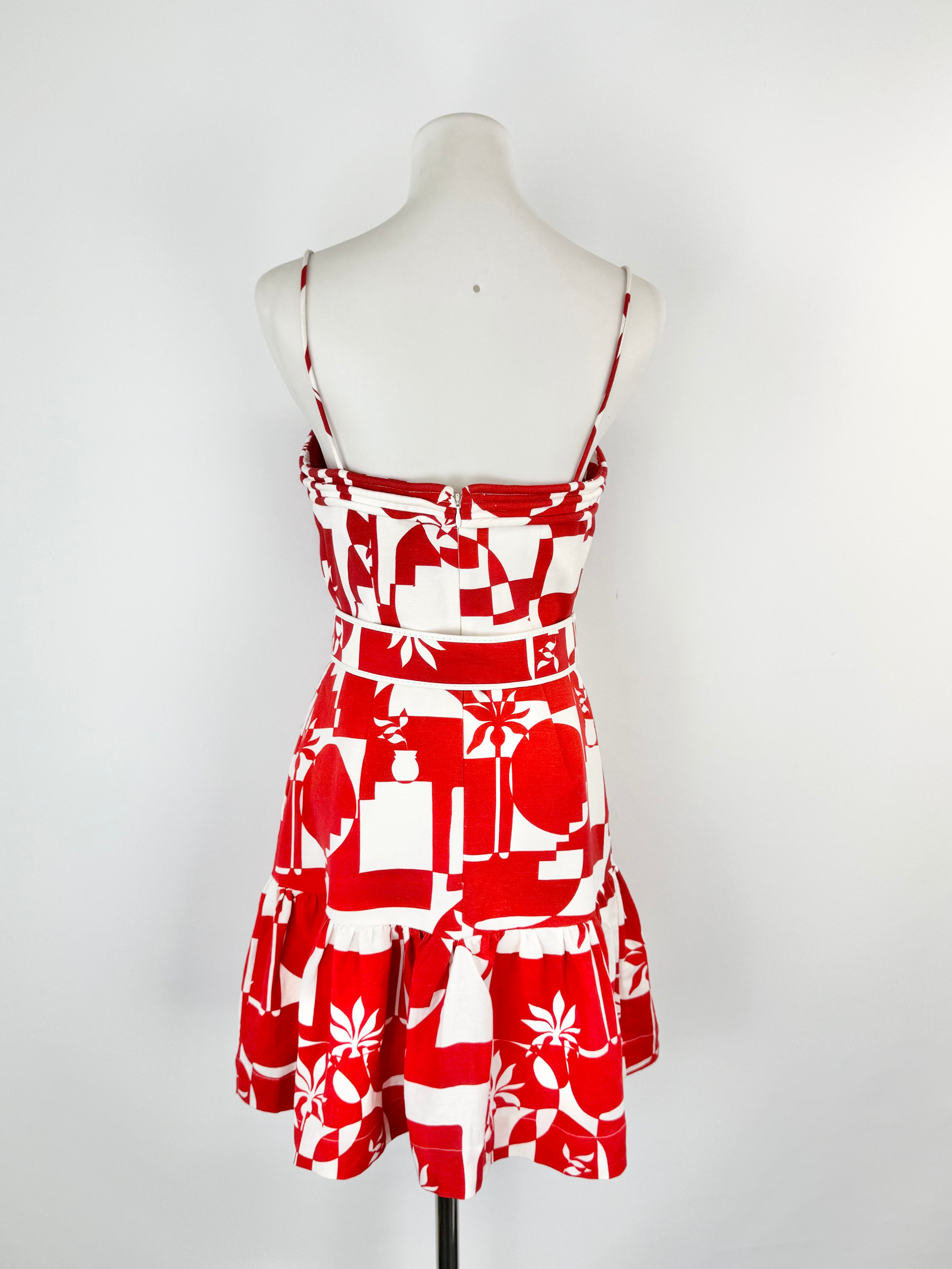 Rebecca Vallance Red & White 'Barcelona' Mini Dress - AU8
