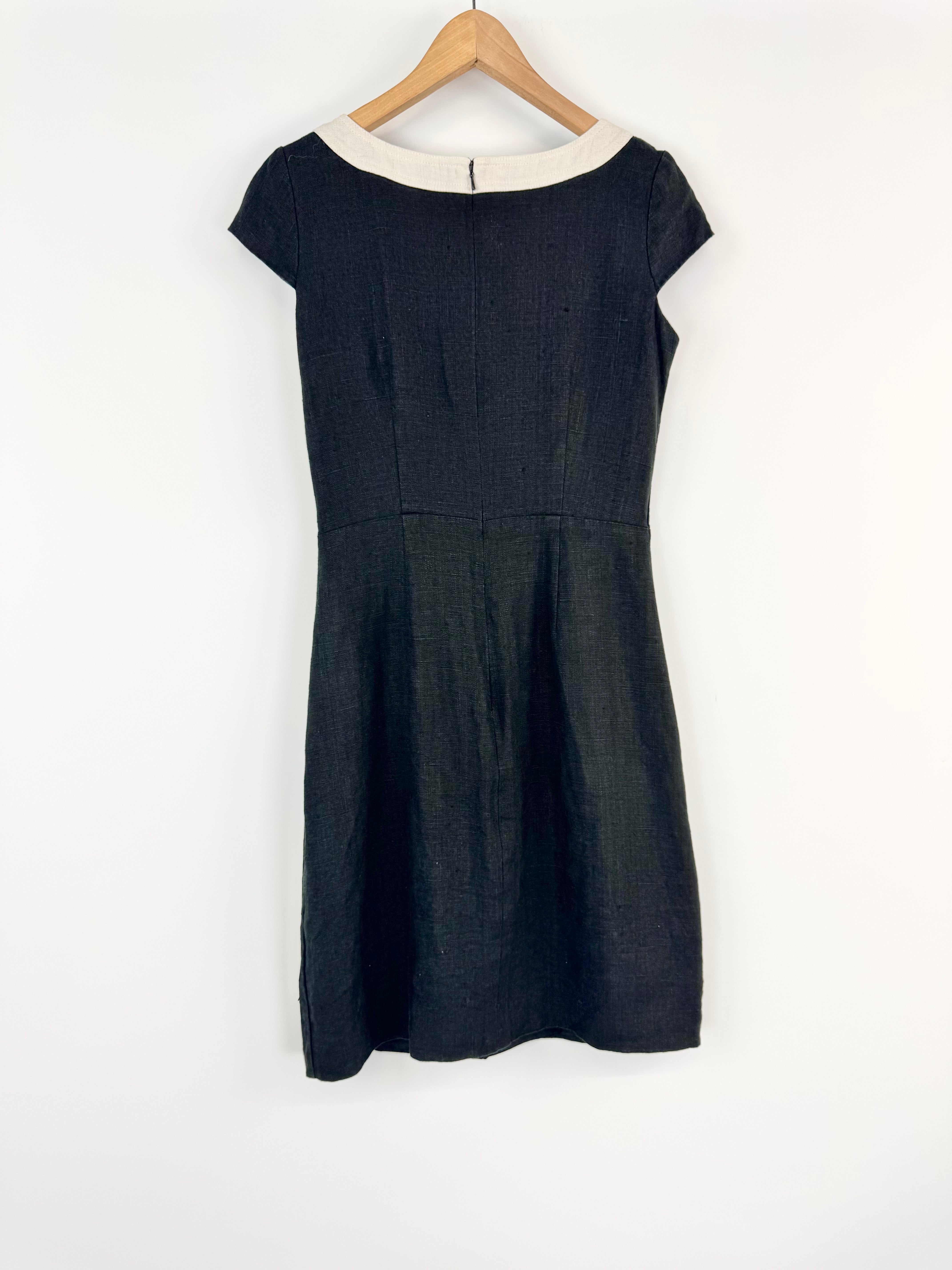 Hobbs London Black & White Retro Style Linen Dress - AU8