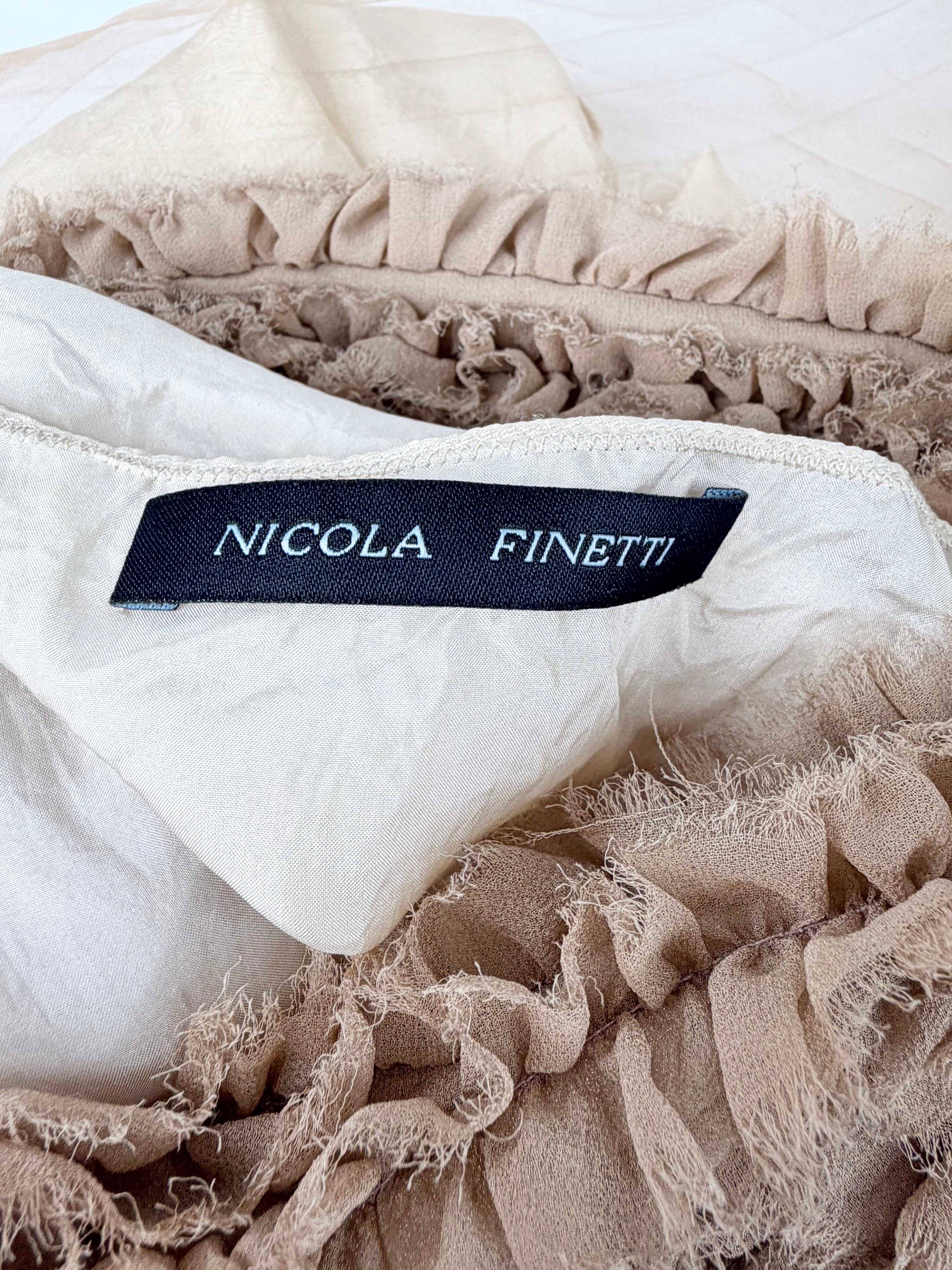 Nicola Finetti Beige Silk Dress & Slip - AU10/12