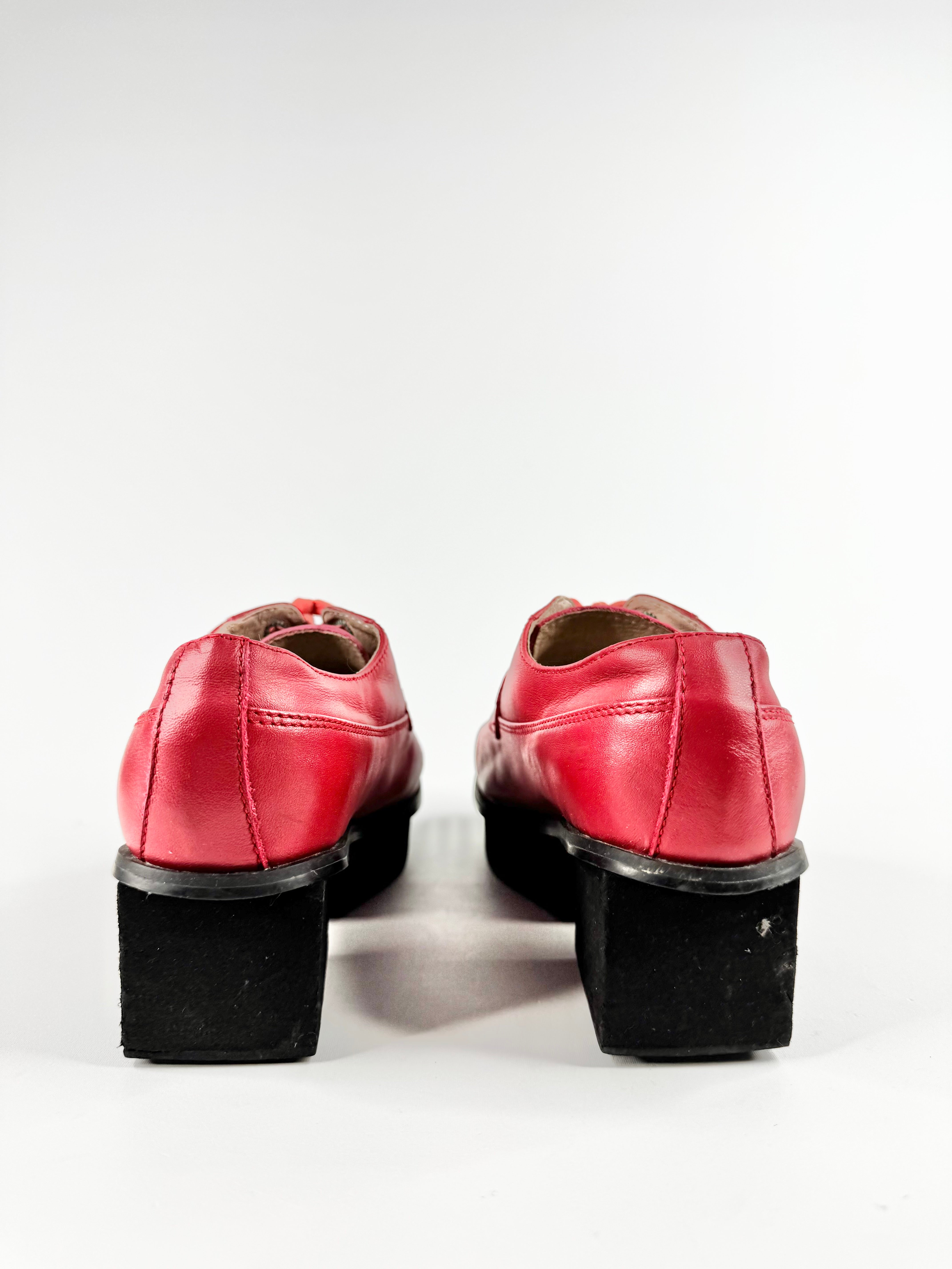 Heaven Please Red Platform Lace Ups - EU36