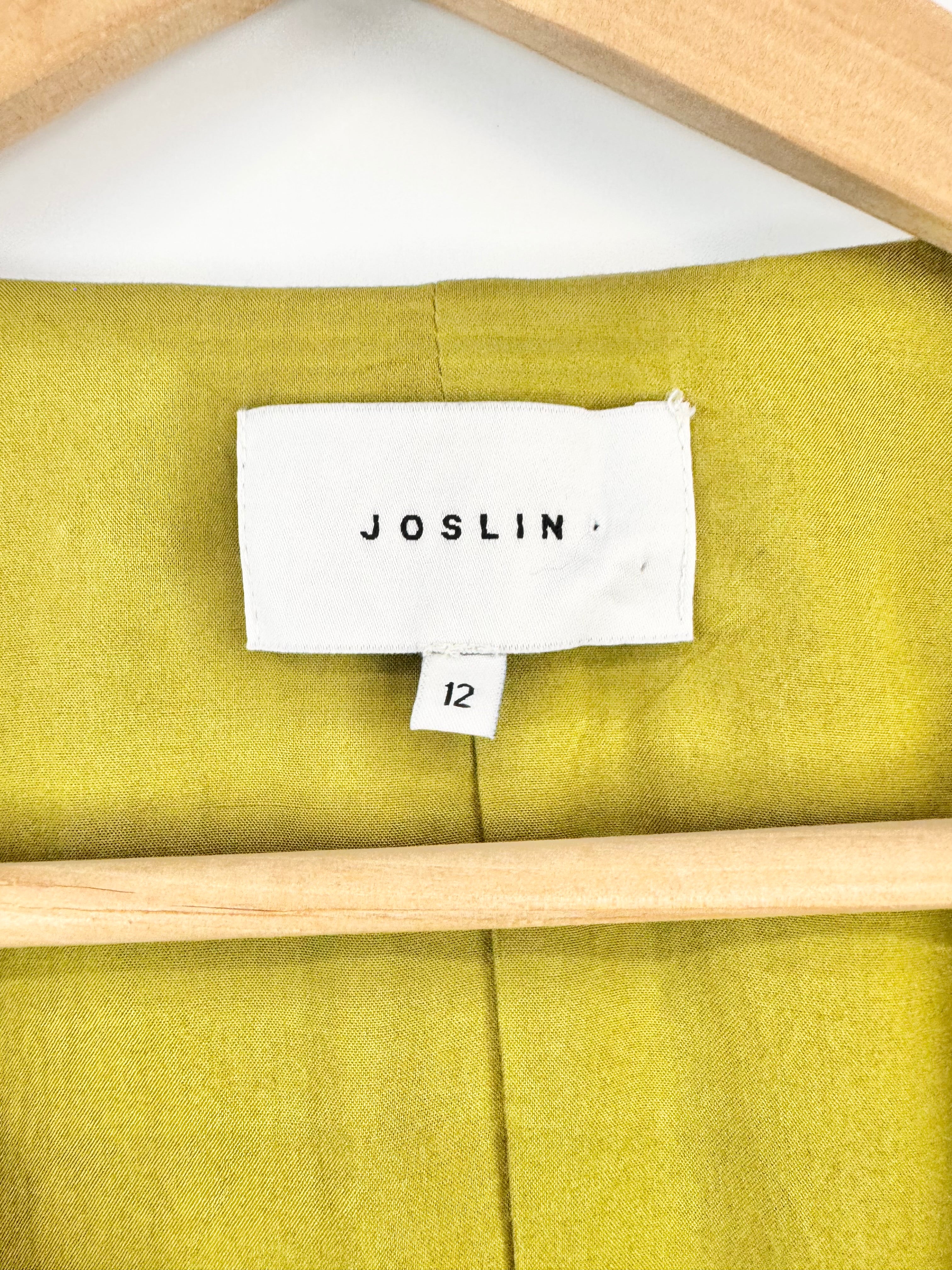 Joslin Olive Green Shirred Midi Dress - AU12