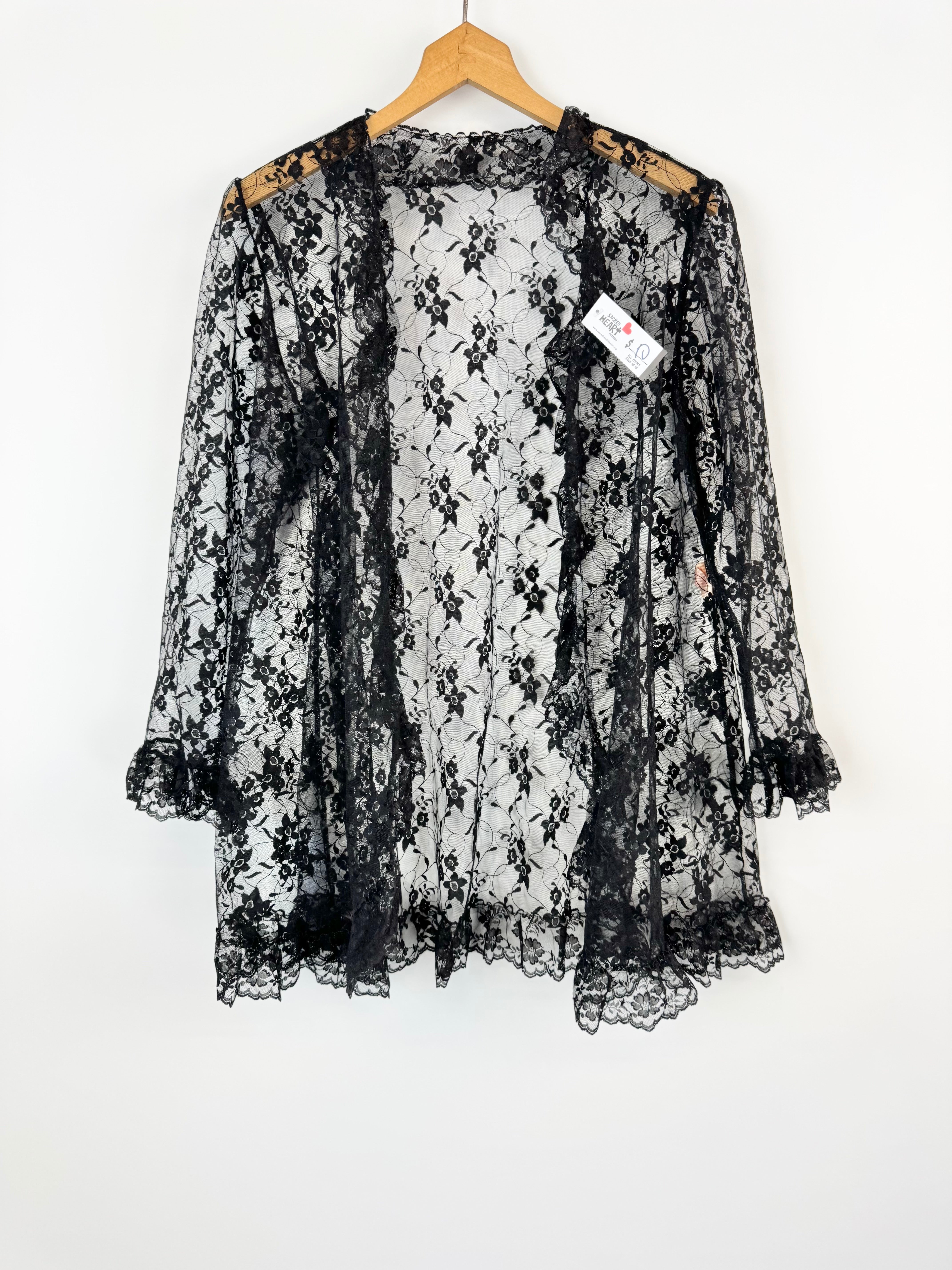 VINTAGE HICKORY BLACK LACE WITH RUFFLE TOP - AU 6/8