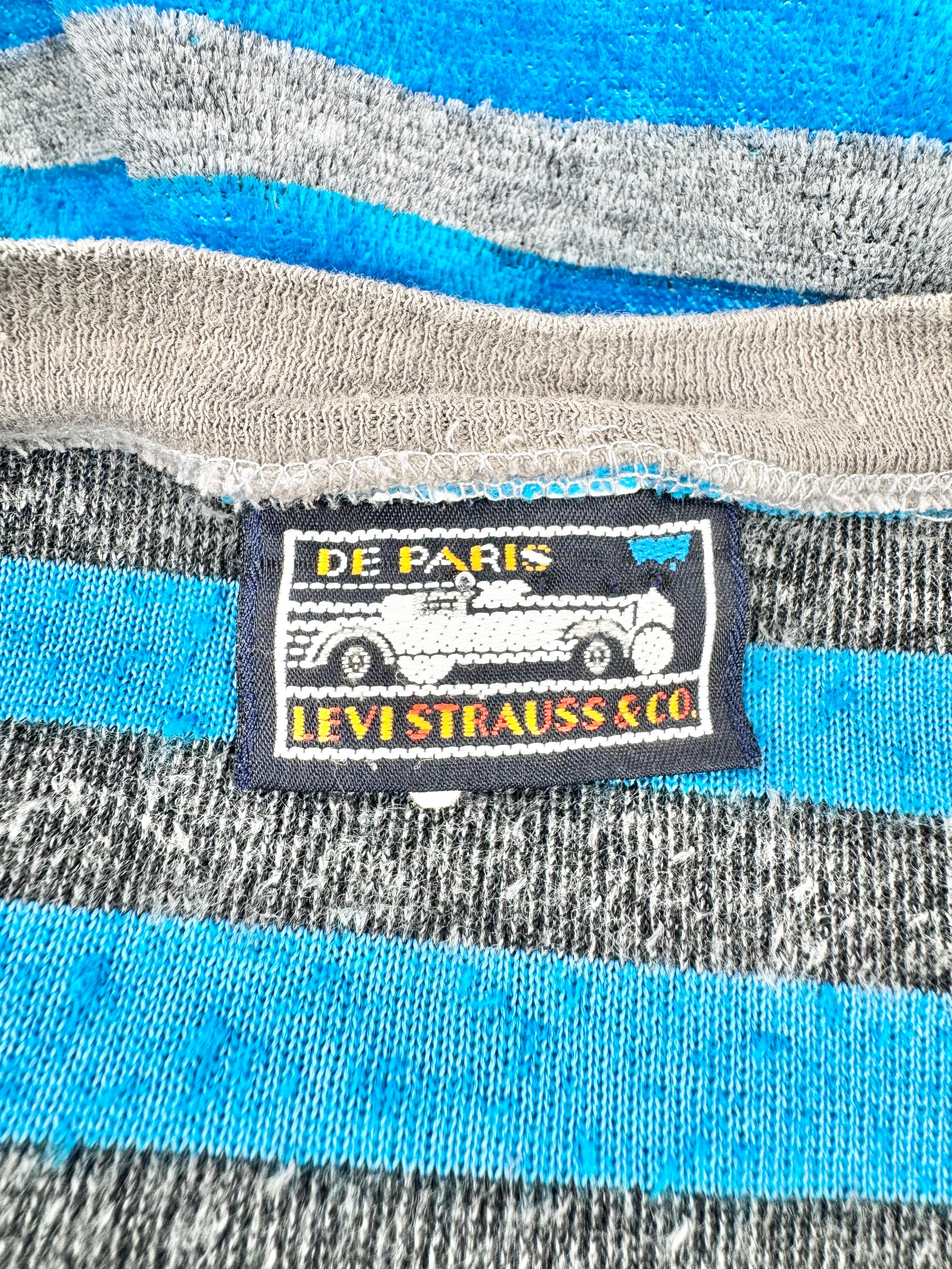 Vintage Levi Strauss & Co Blue & Grey Striped Sweater - AU8/10