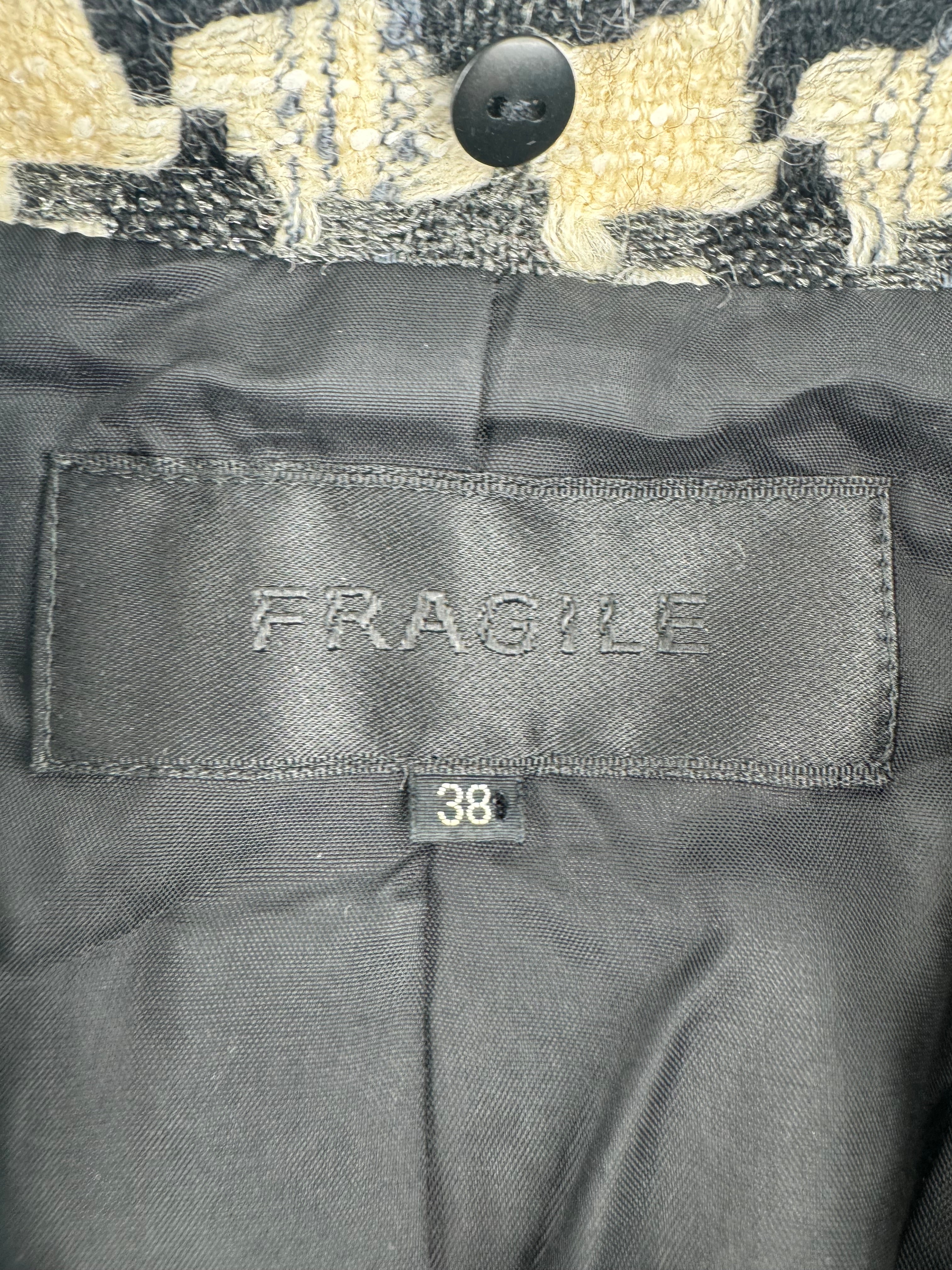 Fragile Black & Cream Wool Woven Houndstooth Pattern Jacket - AU8/10
