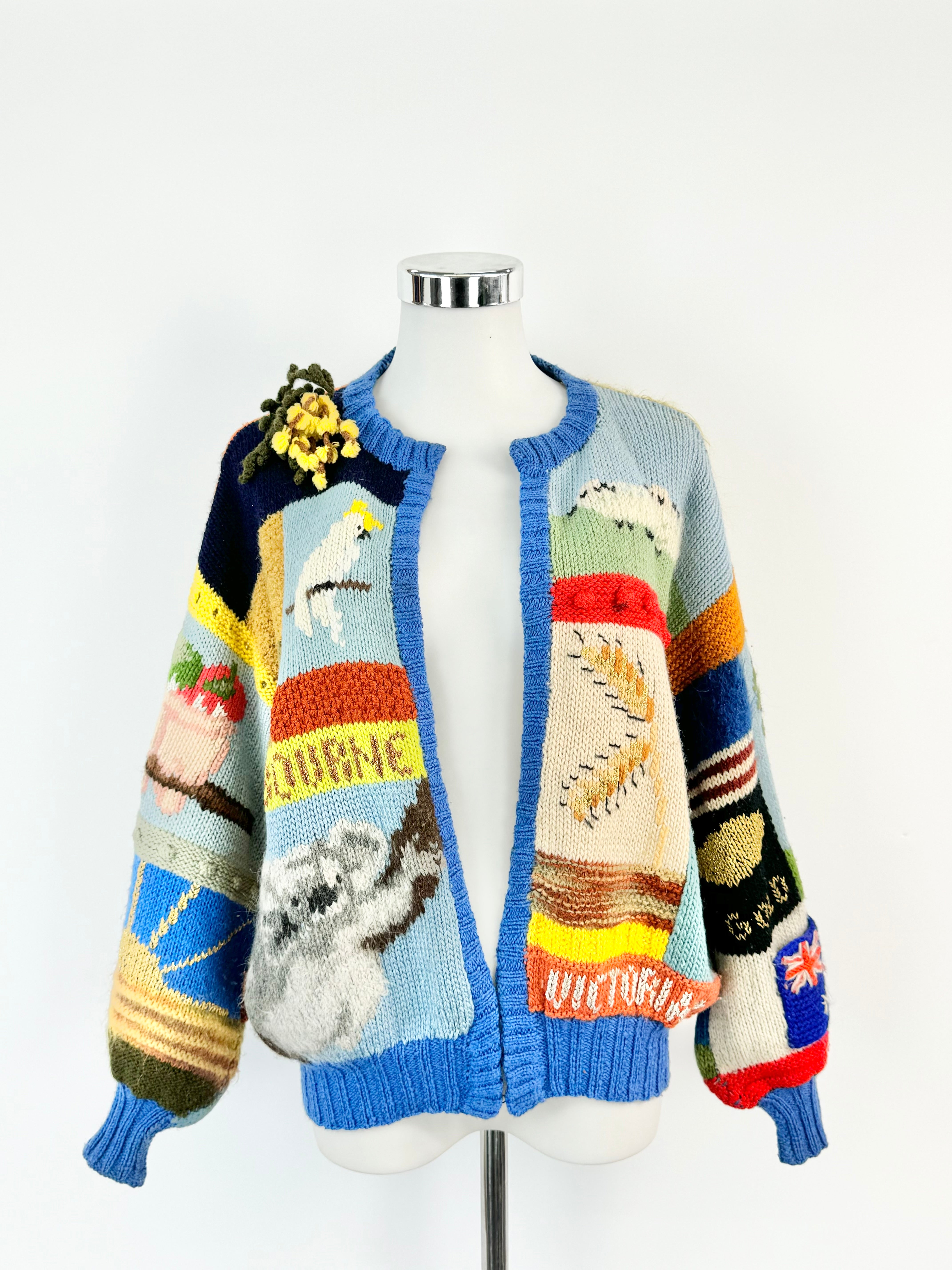Vintage Patchwork Knit Melbourne Cardigan - AU8/10