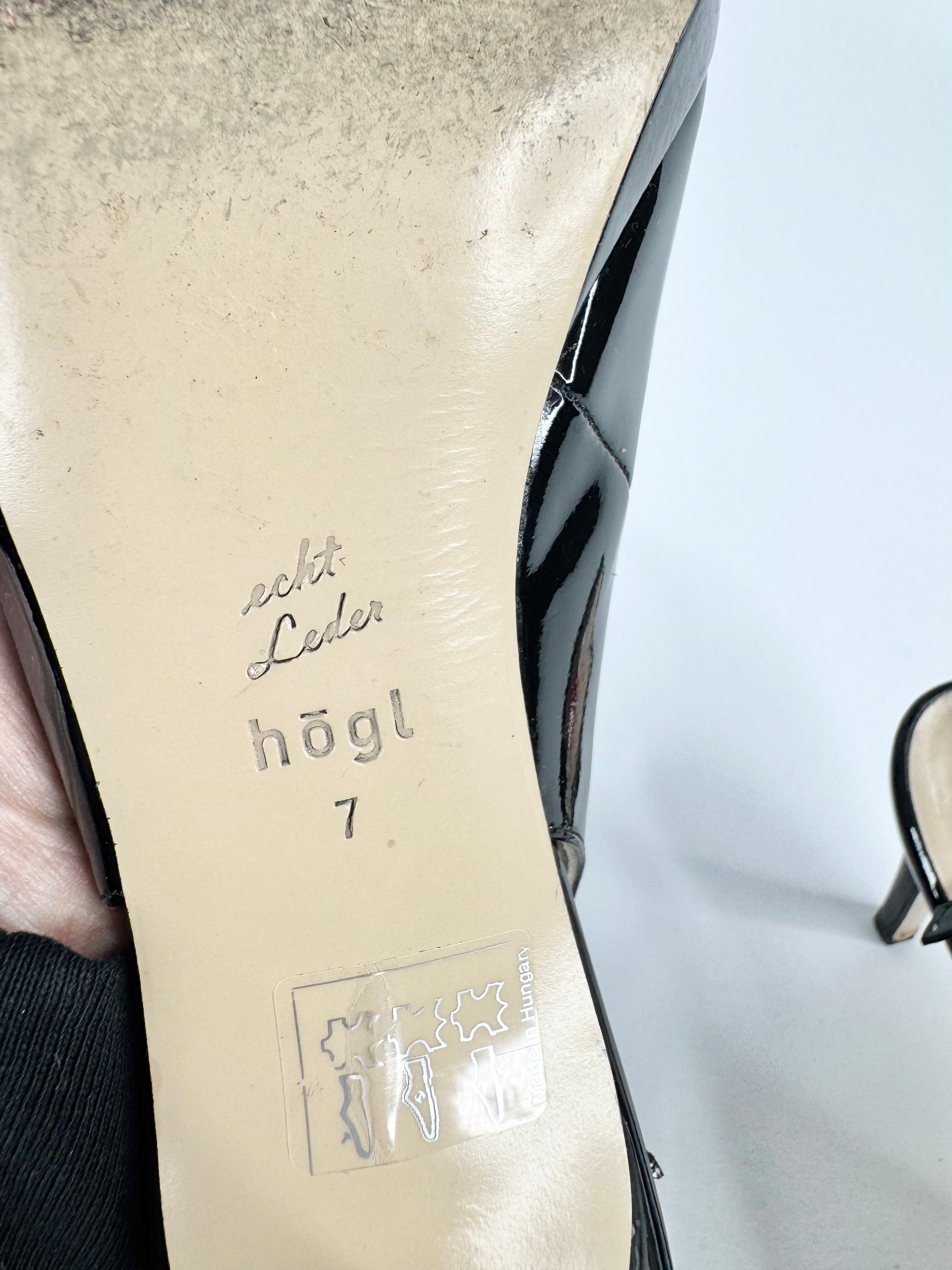 Hogl Black Patent Leather Stiletto Sling Backs - EU38