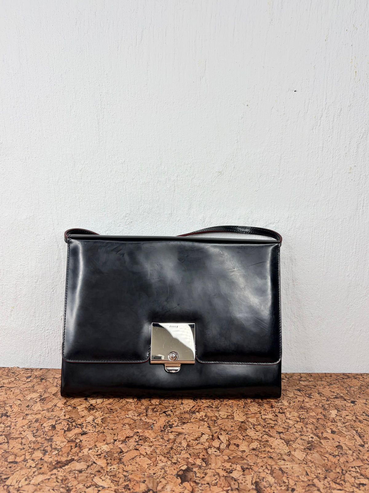 Bally Black & Red Smooth Leather Cross Body Bag