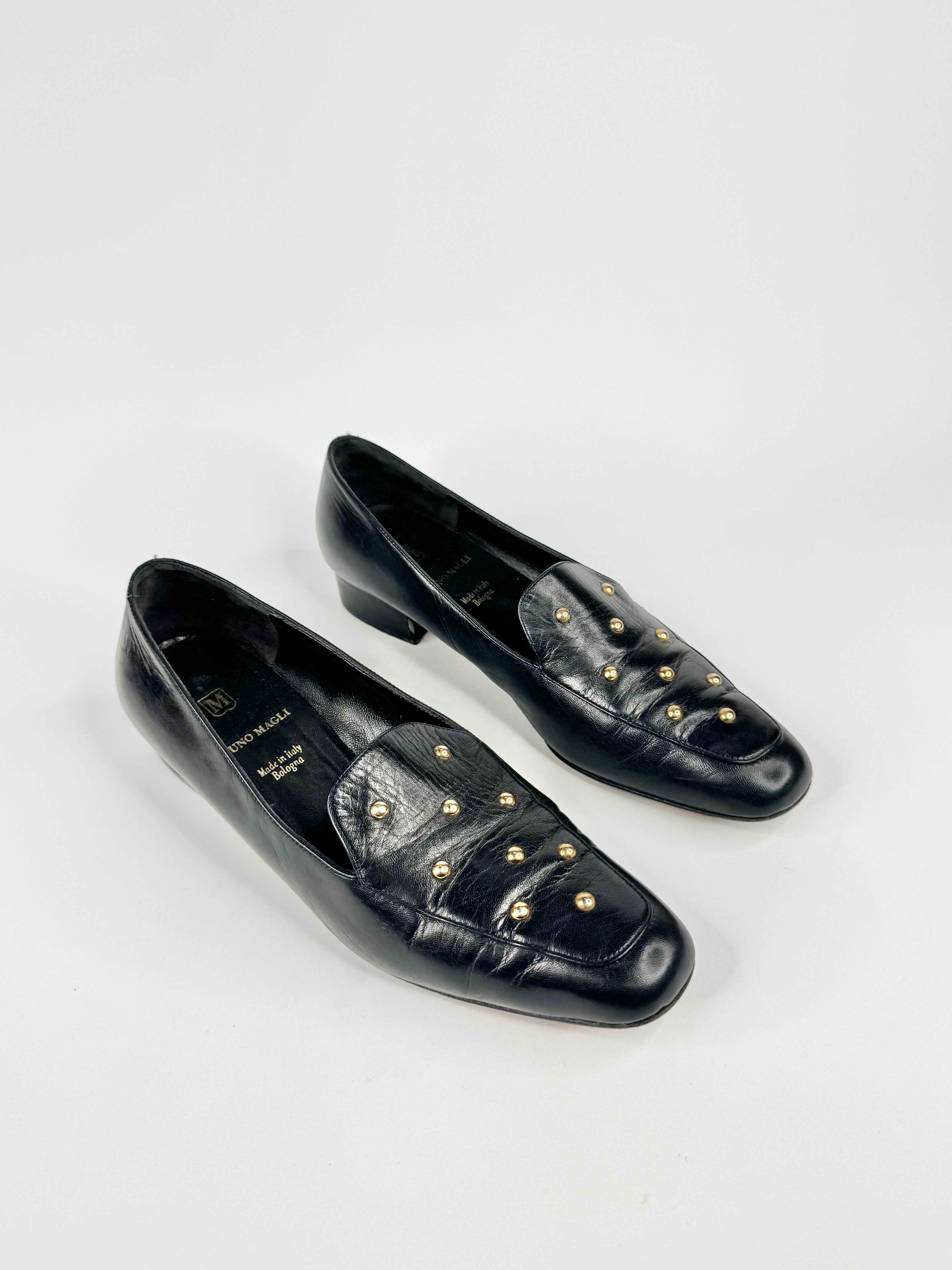 Vintage Bruno Magli Leather Studded Loafers - EU39.5