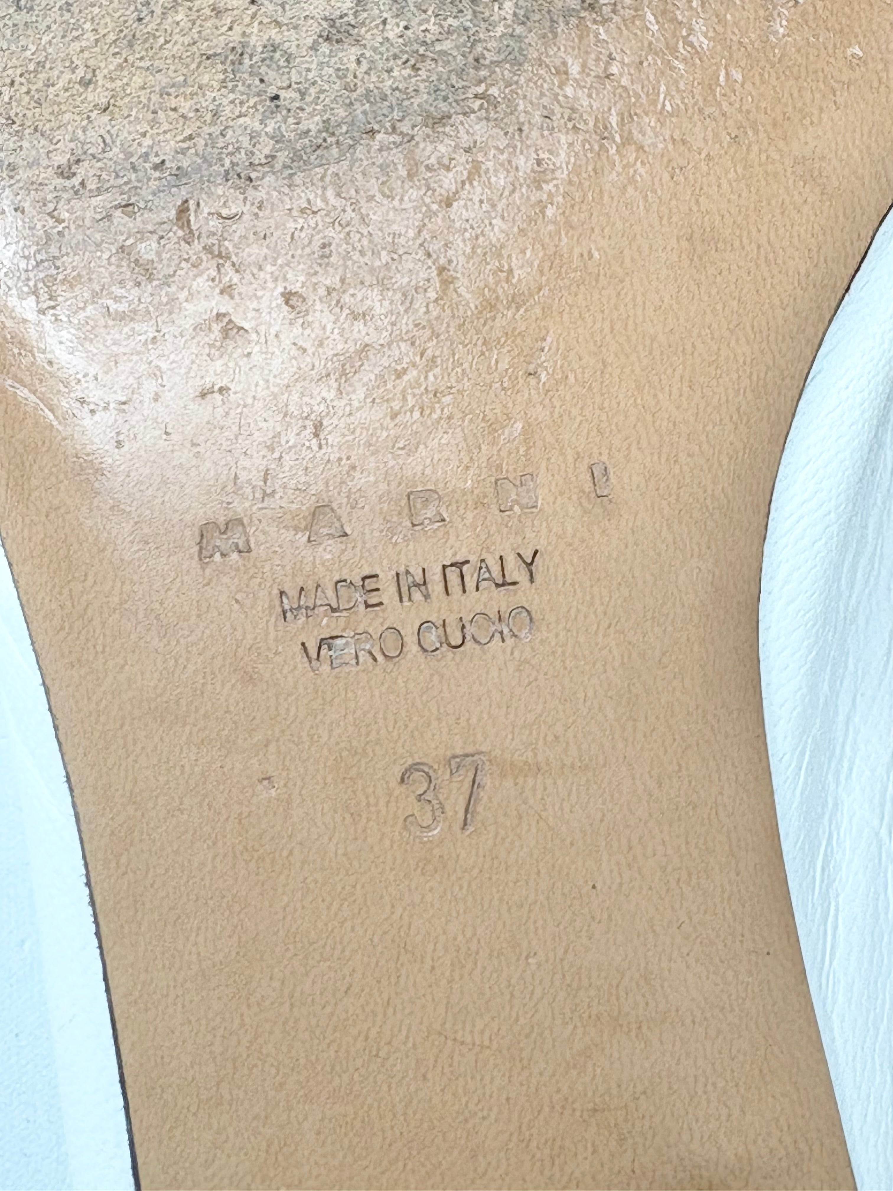 Marni White & Black Leather Geometric Peep-Toe Slingback Sandals - EU37