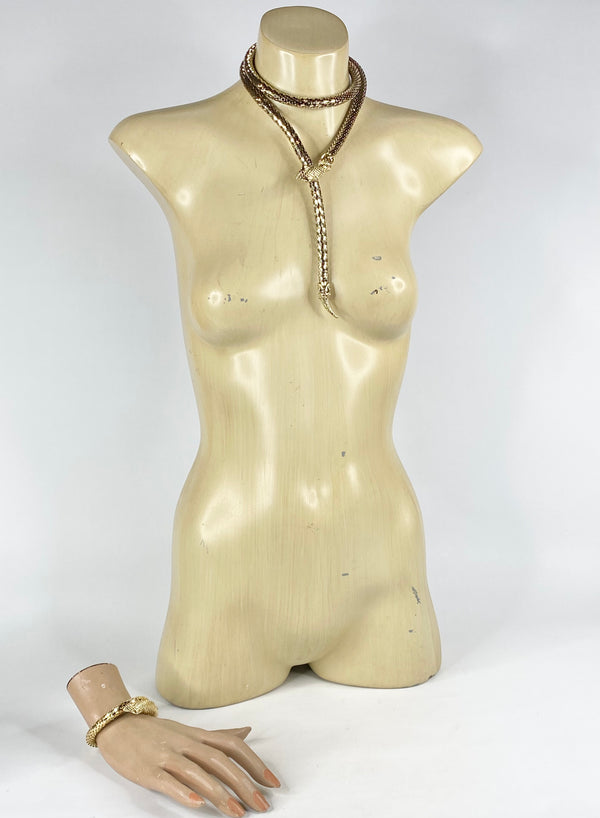 Vintage Whiting & David Gold Snake Costume Jewellery Set