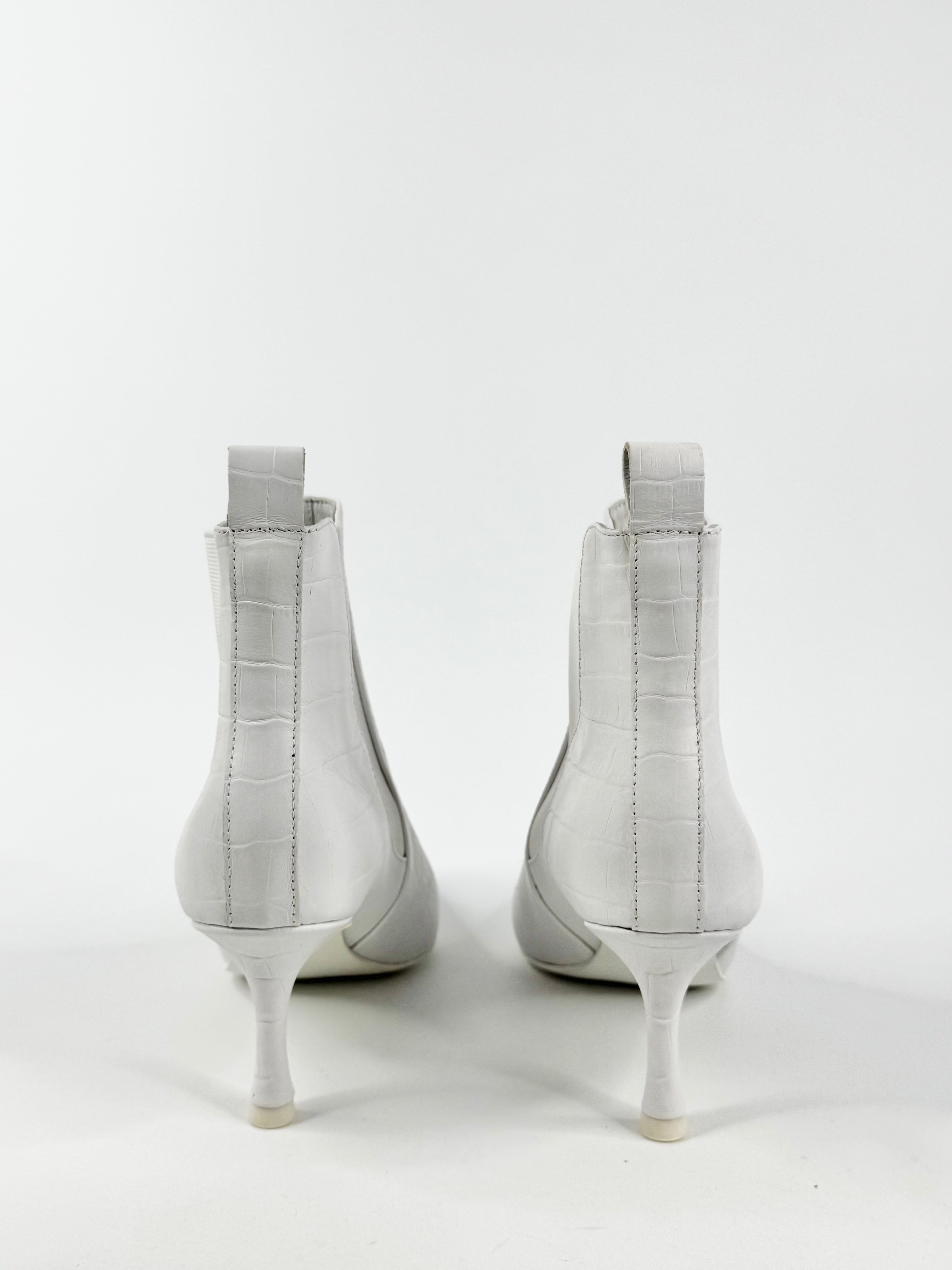 Senso White Croc Print Ankle Boots - EU38