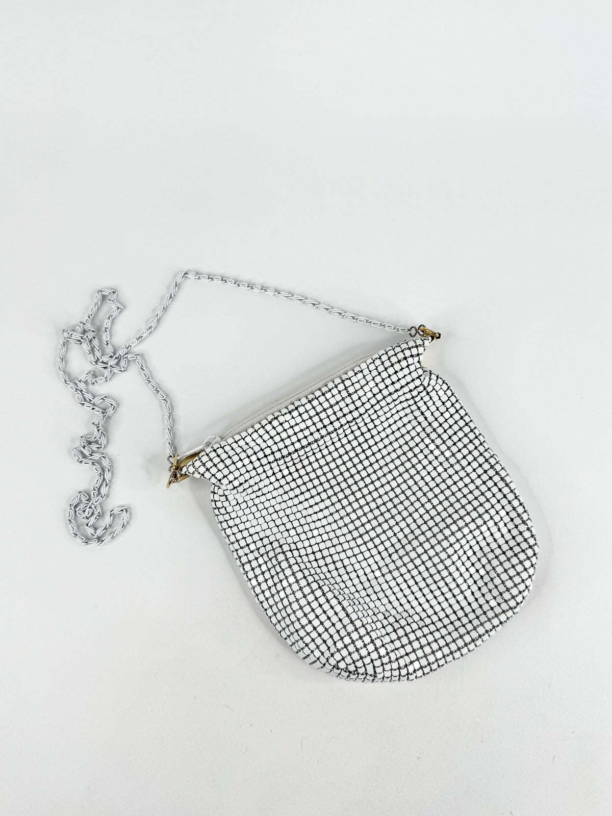 White Metal Mesh Cross Body Bag
