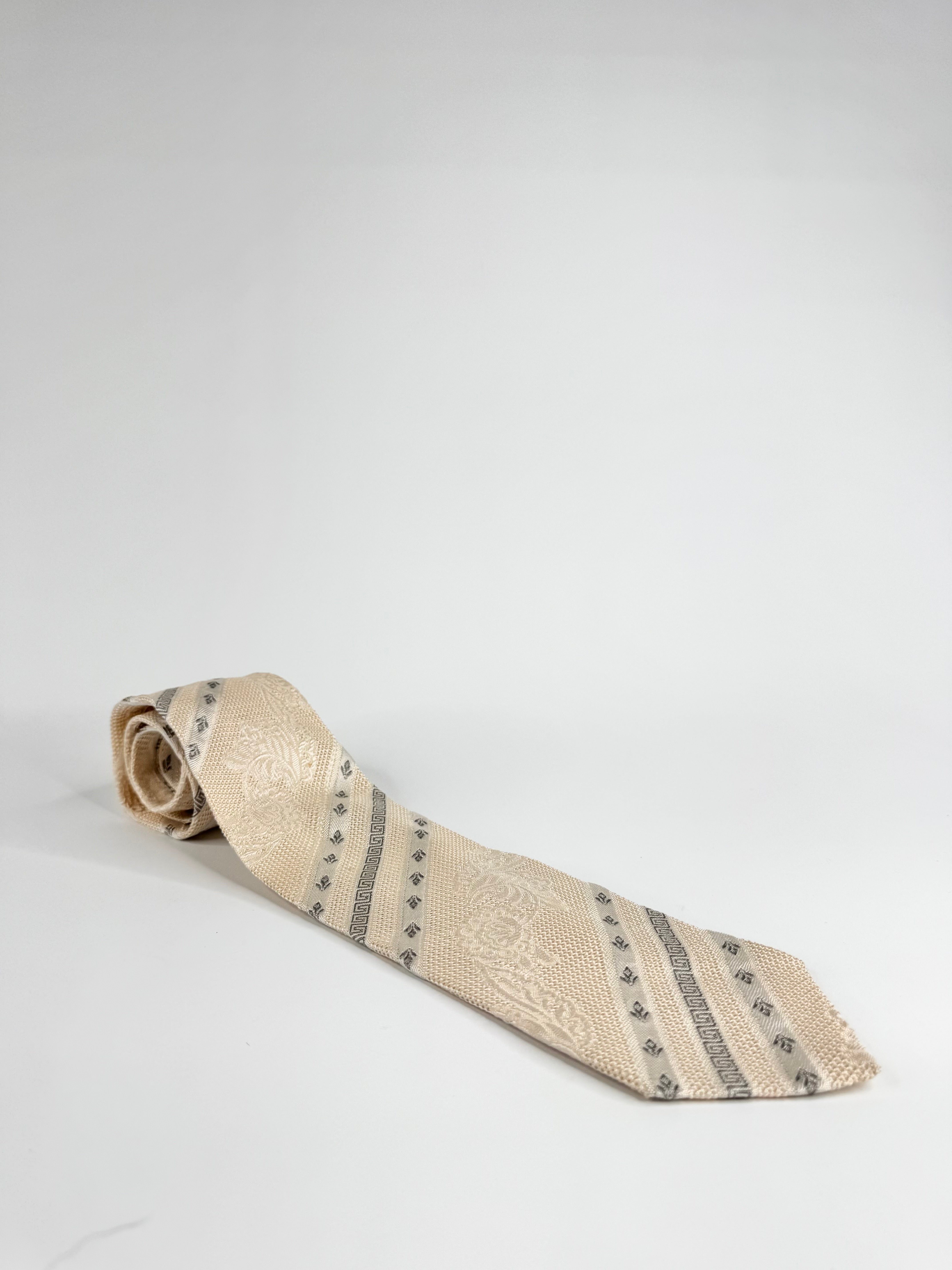 Versace Woven Silk Key Greek Key Pattern Tie