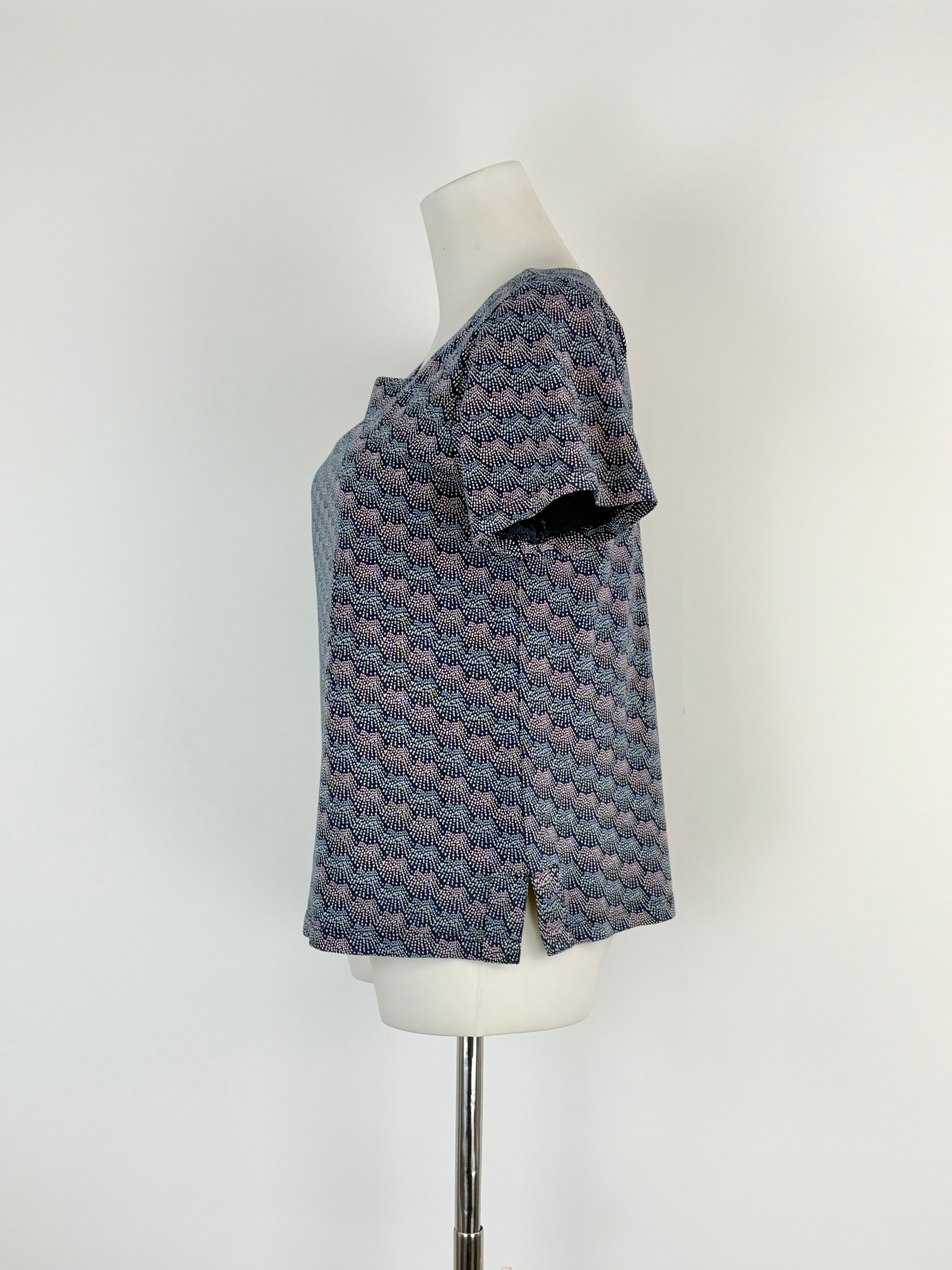A.P.C. Rue Madame Paris Navy Blue Micro-Pattern Top - AU6/8