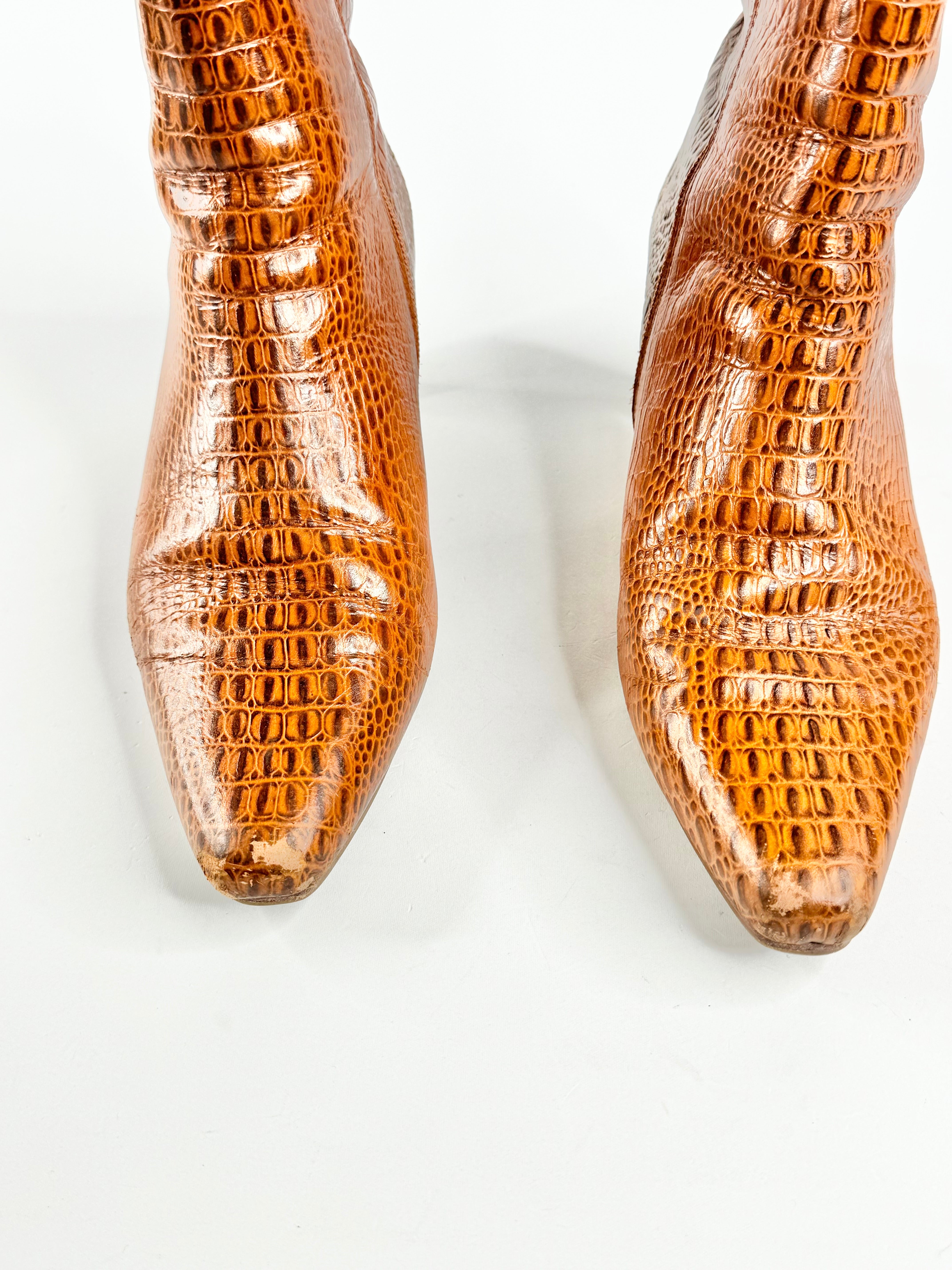 Bared Tan Reptile Ankle Boots - EU38