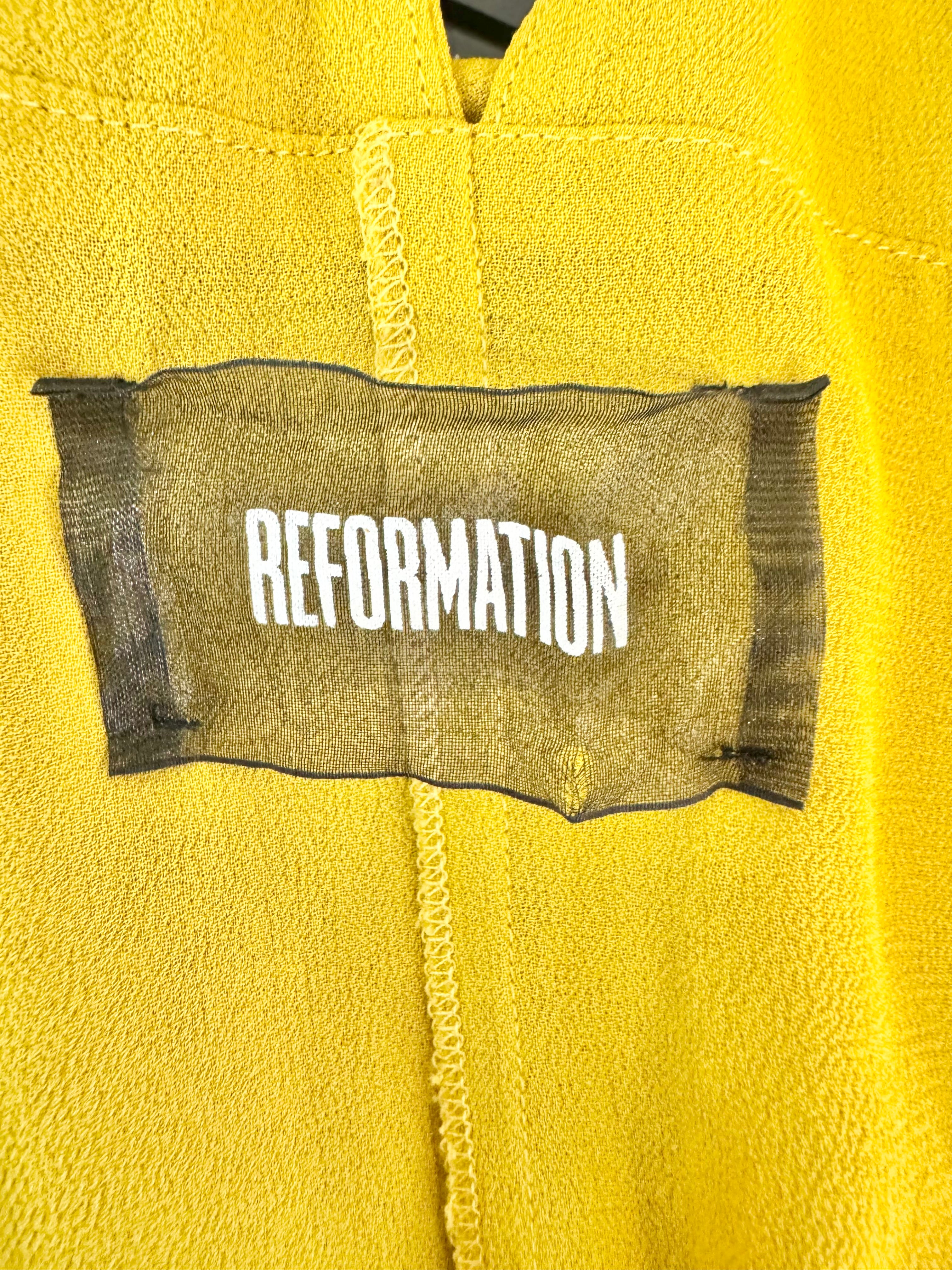 Reformation Ochre Yellow Cut Out Wrap Dress - AU10