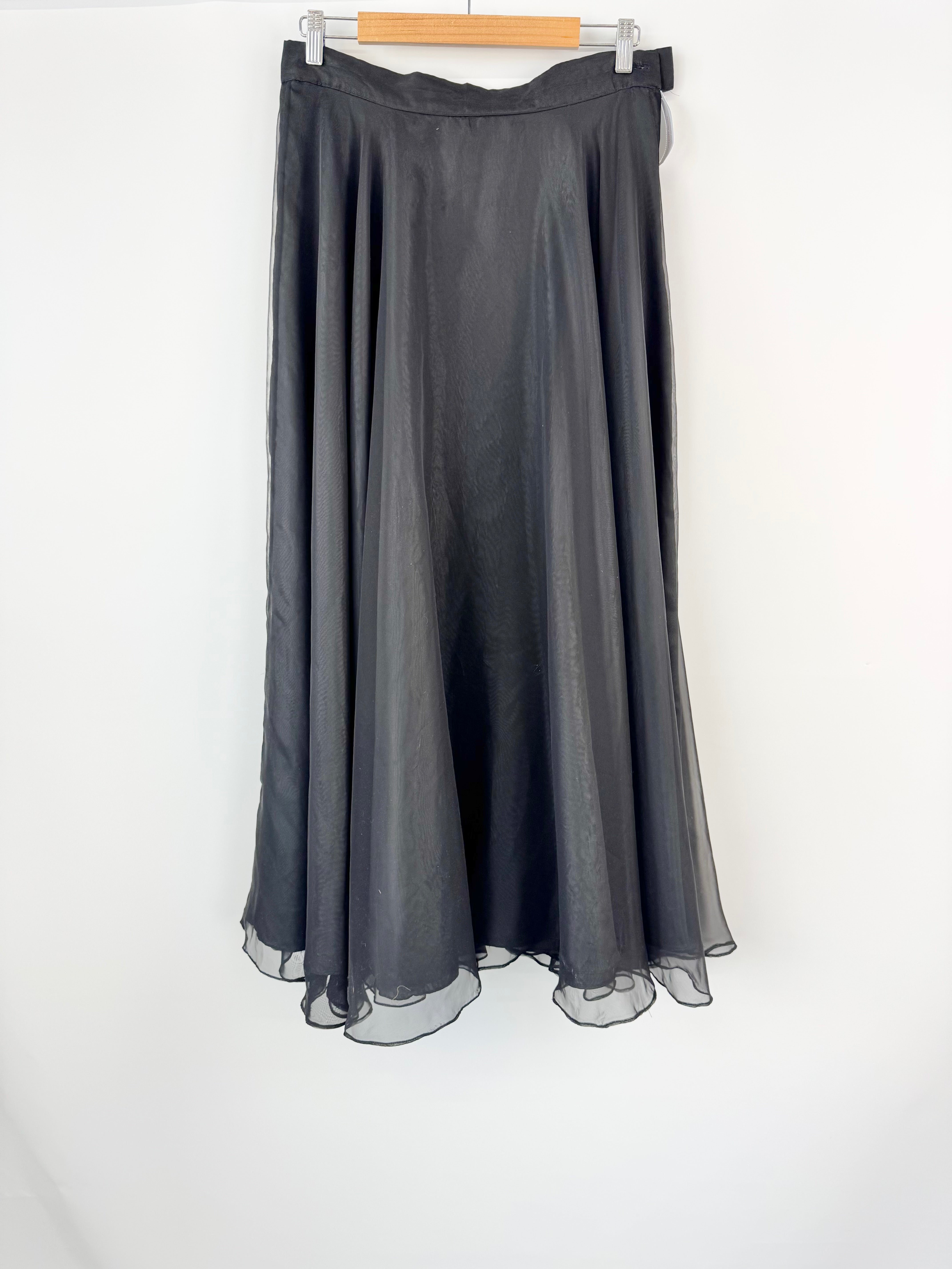 SANDRA LAYT BLACK CHIFFON MAXI SKIRT - AU12