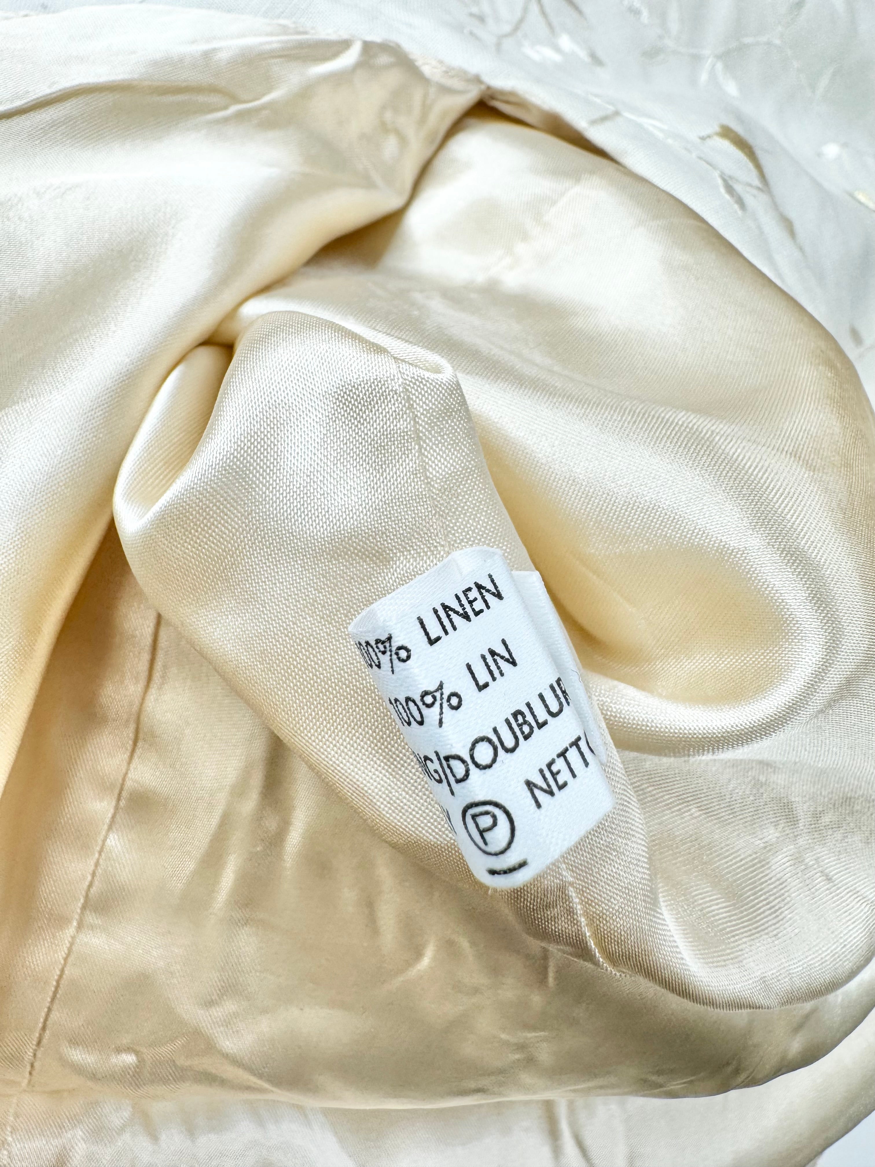 Favourbrook Cream Linen Embroidered Dress - AU12