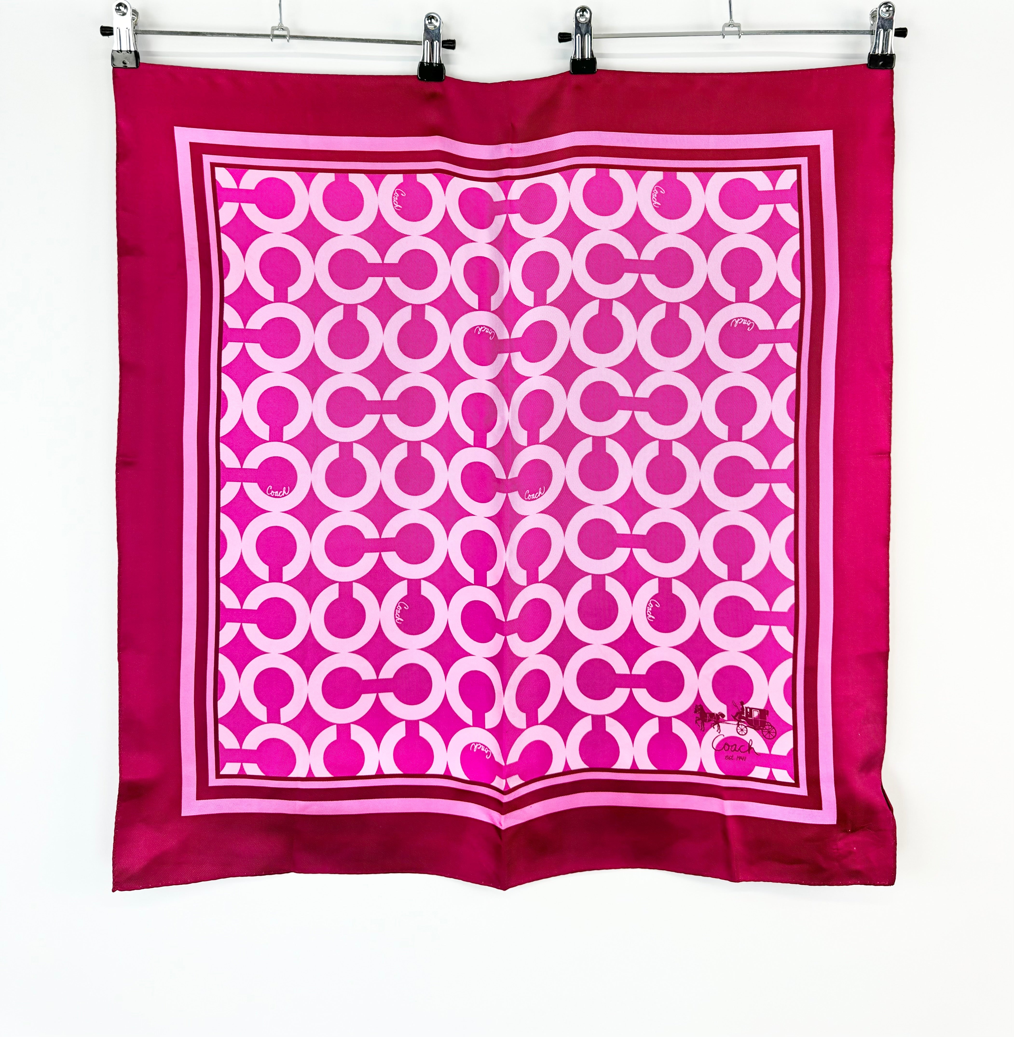 Coach Deep Pink Silk Monogram Scarf