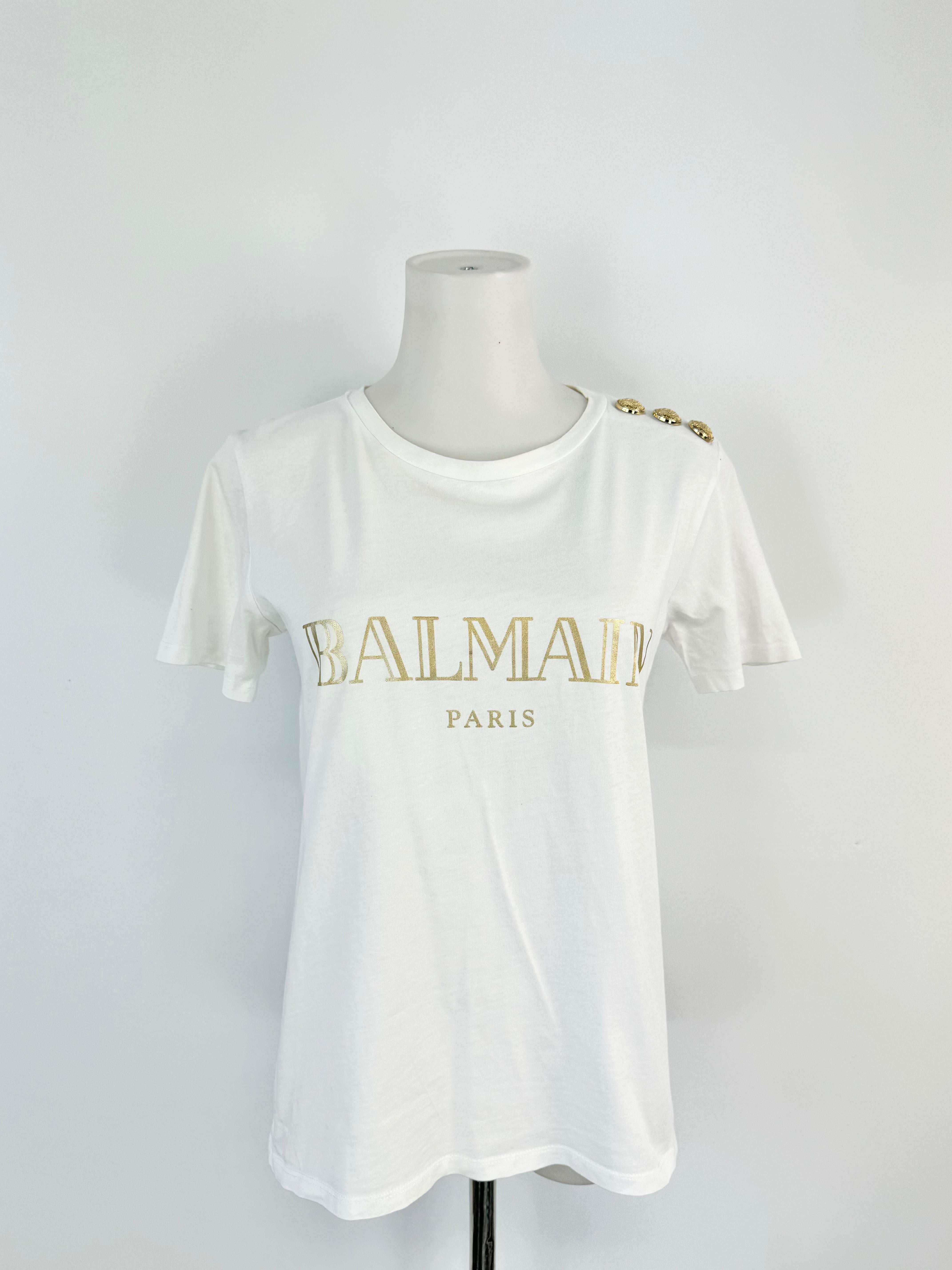 Balmain White Gold Logo T-Shirt - AU8/10